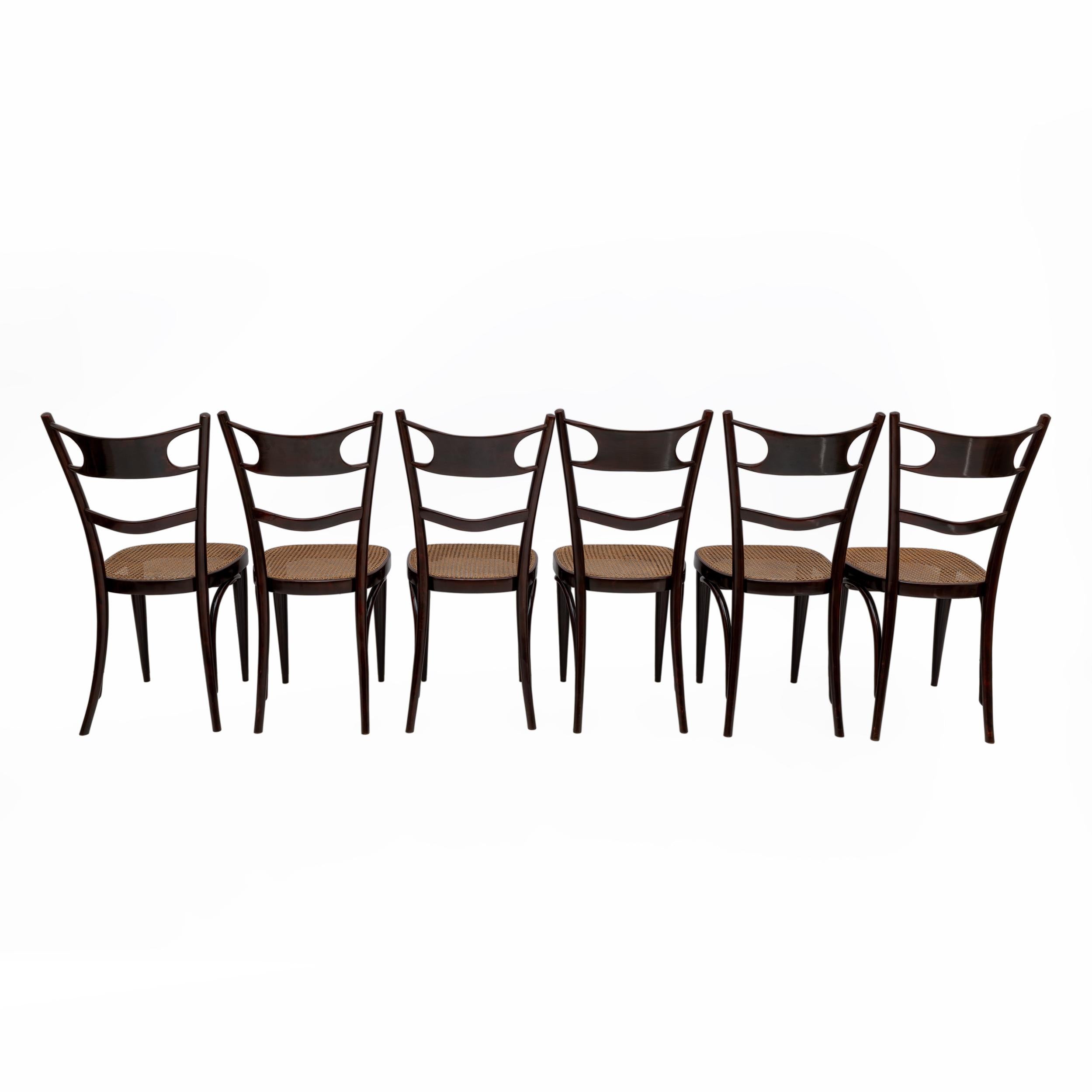 Set aus sechs neapolitanischen Thonet-Stühlen aus gebogener Buche aus dem frühen 20. Jahrhundert Sautto & Liberale (Italienisch) im Angebot
