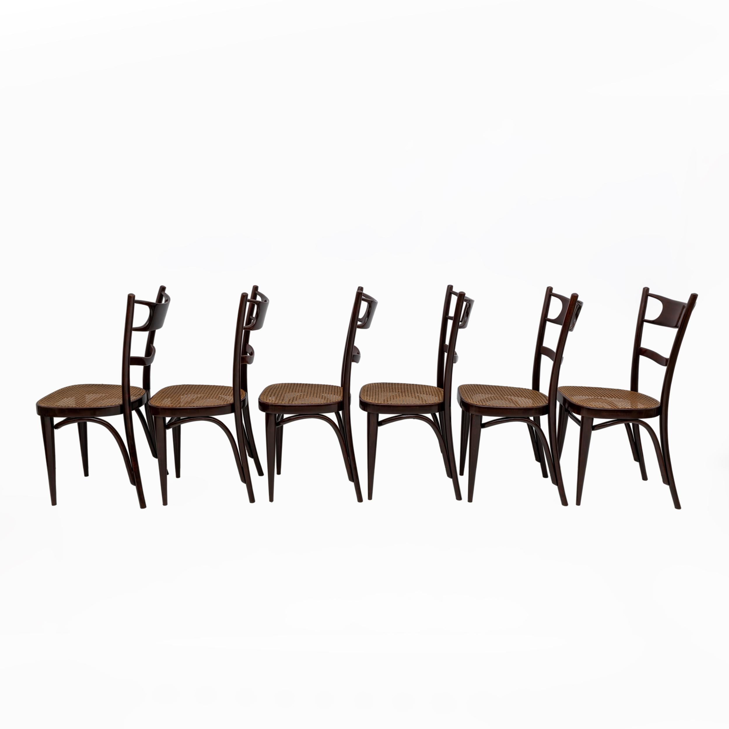 Set aus sechs neapolitanischen Thonet-Stühlen aus gebogener Buche aus dem frühen 20. Jahrhundert Sautto & Liberale im Zustand „Gut“ im Angebot in Puglia, Puglia