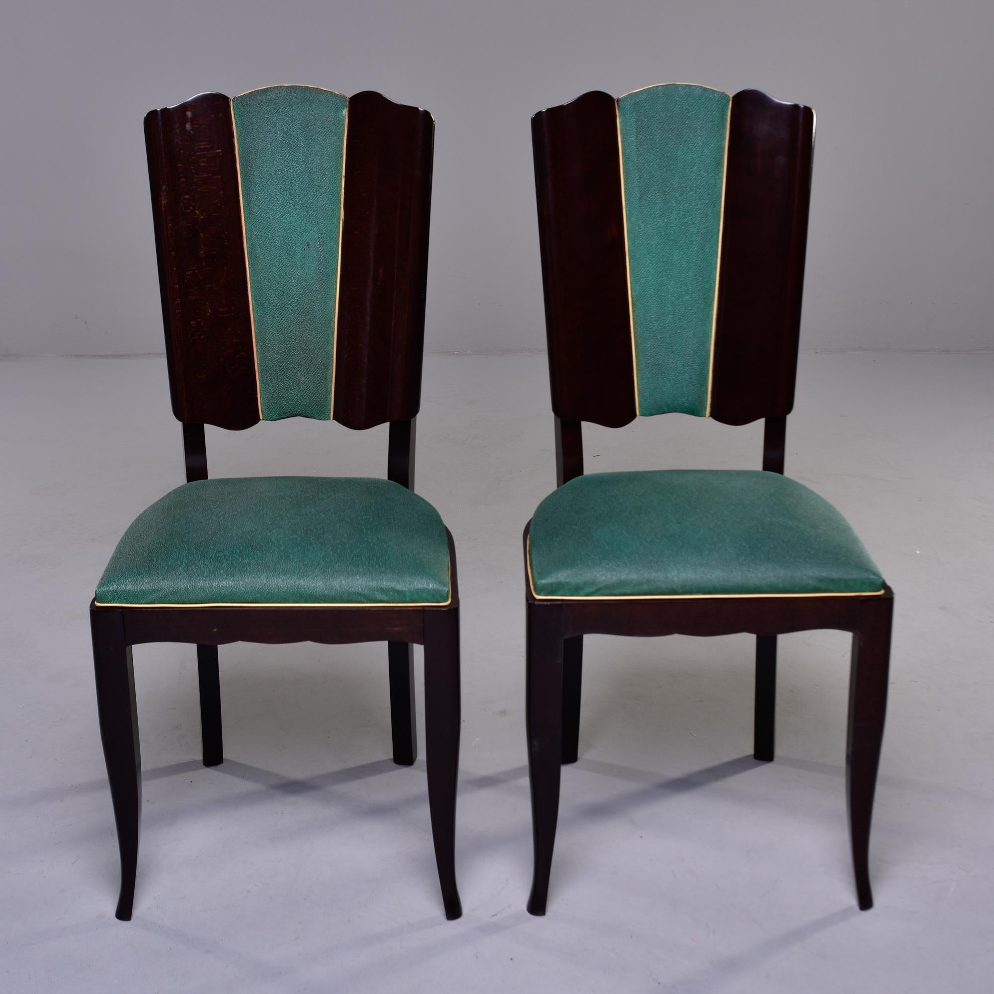 20th Century Set Six French Art Deco Mahogany Dining Chairs For Sale