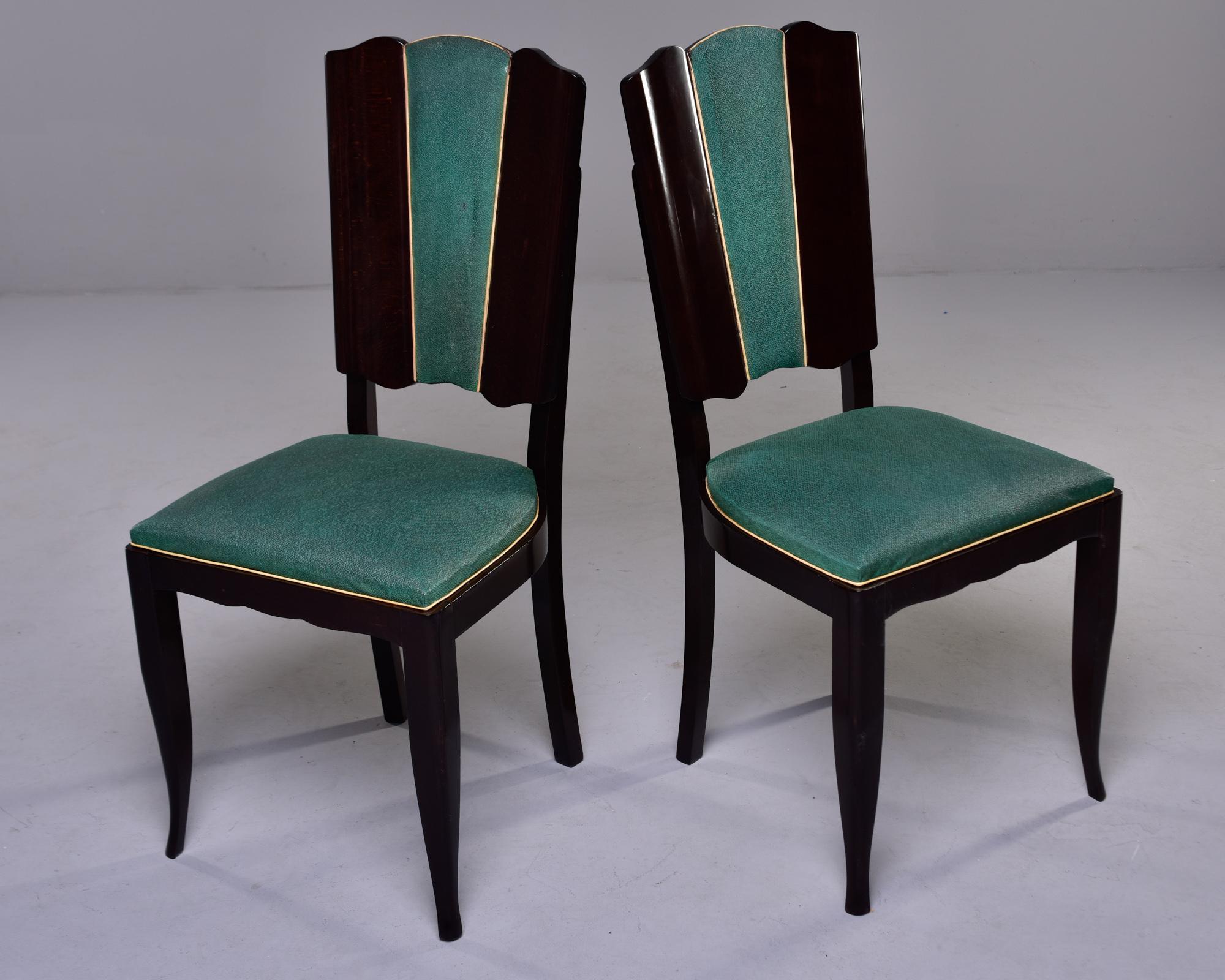 Upholstery Set Six French Art Deco Mahogany Dining Chairs For Sale