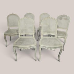 Set Six French Bergere Dining Chairs