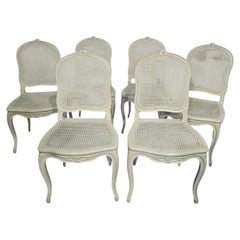 Set Six French Bergere Dining Chairs