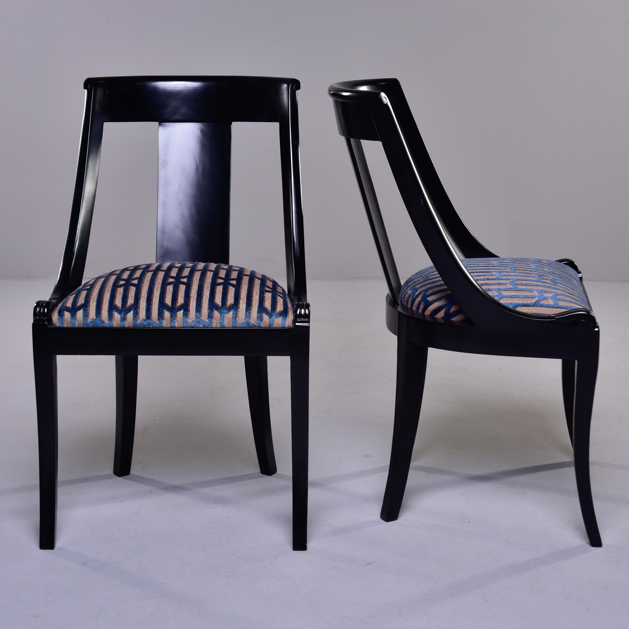 20th Century Set Six French Early 20th C Gondola Dining Chairs with New Upholstery For Sale