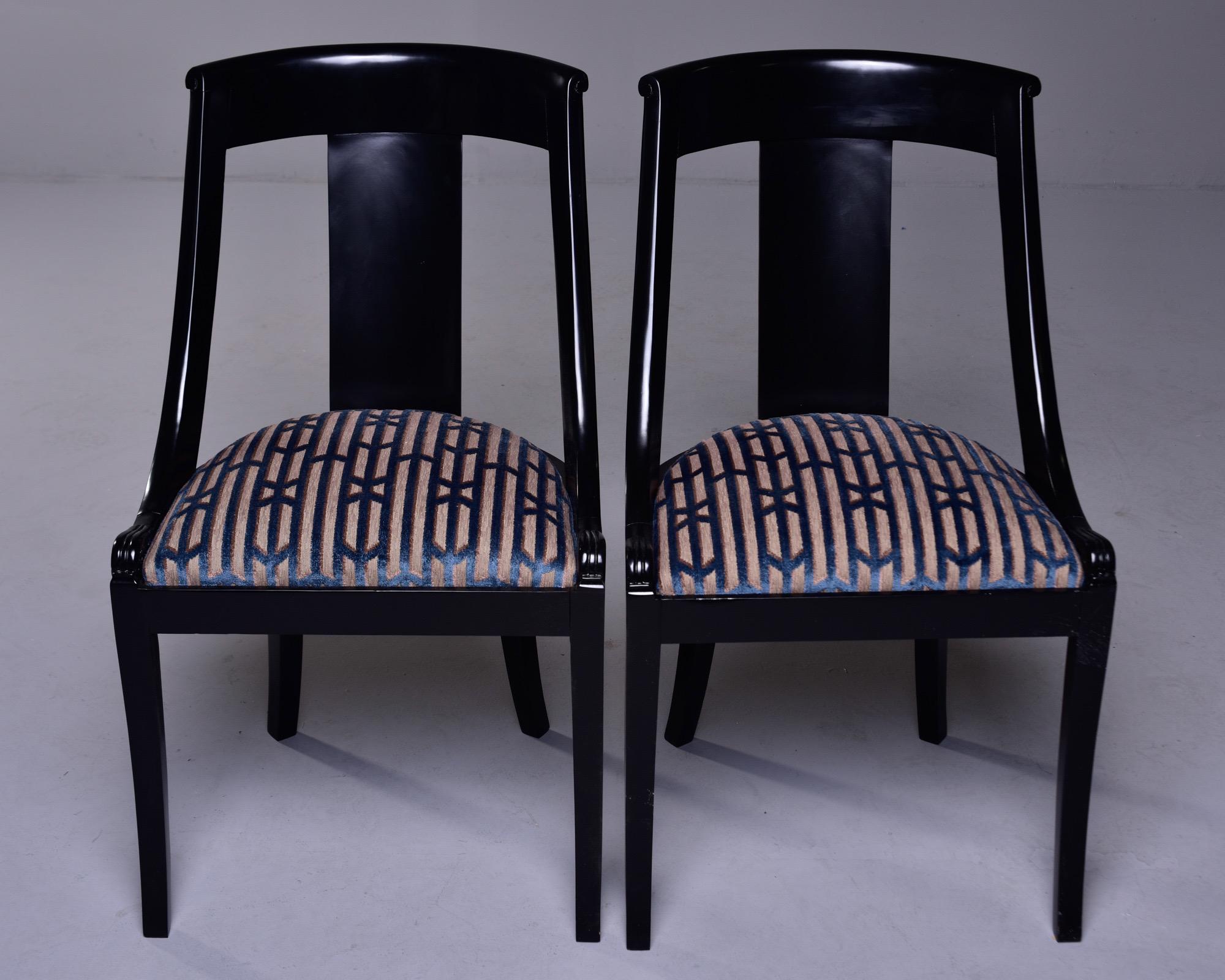 Set Six French Early 20th C Gondola Dining Chairs with New Upholstery For Sale 5