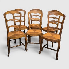 Set Six French Rustic Kitchen Farmhouse Dining Chairs