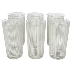 Set Six Georges Briard White "Icicle" Highball Glasses