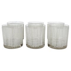 Set Six Georges Briard White "Icicle" Rocks / Old Fashioned Glasses