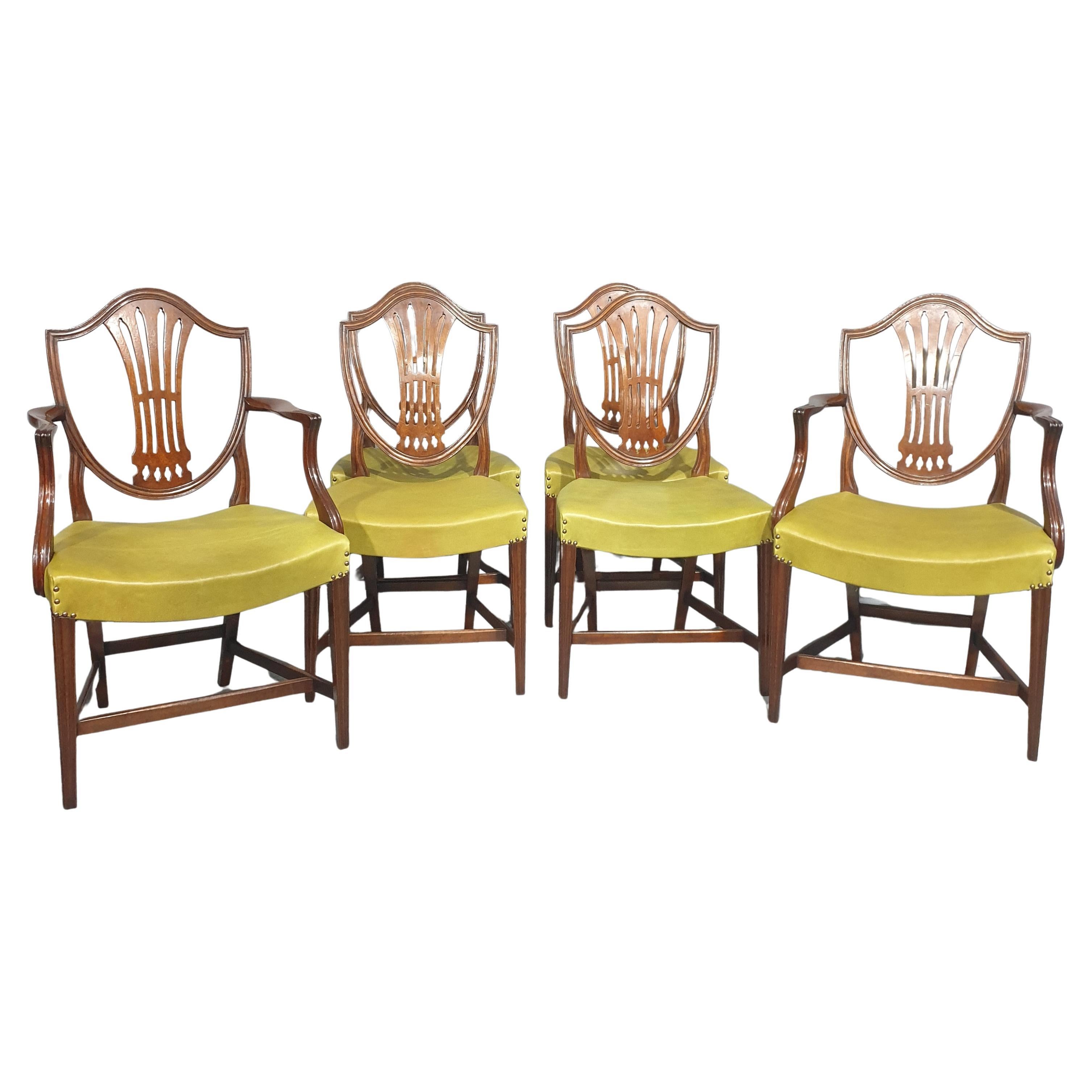 Set Six Georgian Mahogany Dining Chairs