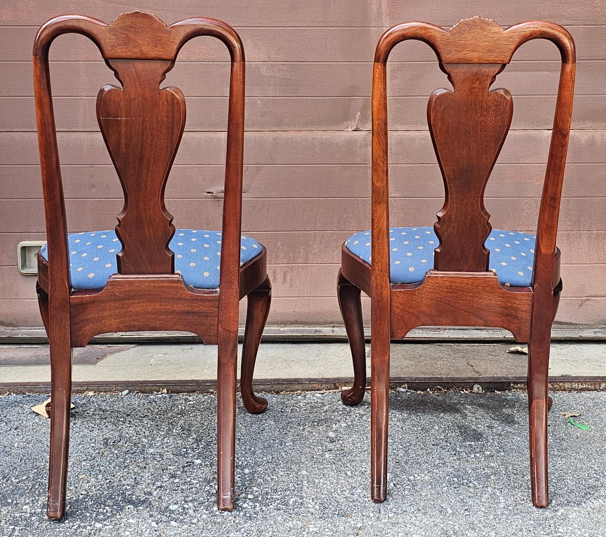 Set Six Hickory Chair Queen Anne Style Mahogany Dining Chairs For Sale 3
