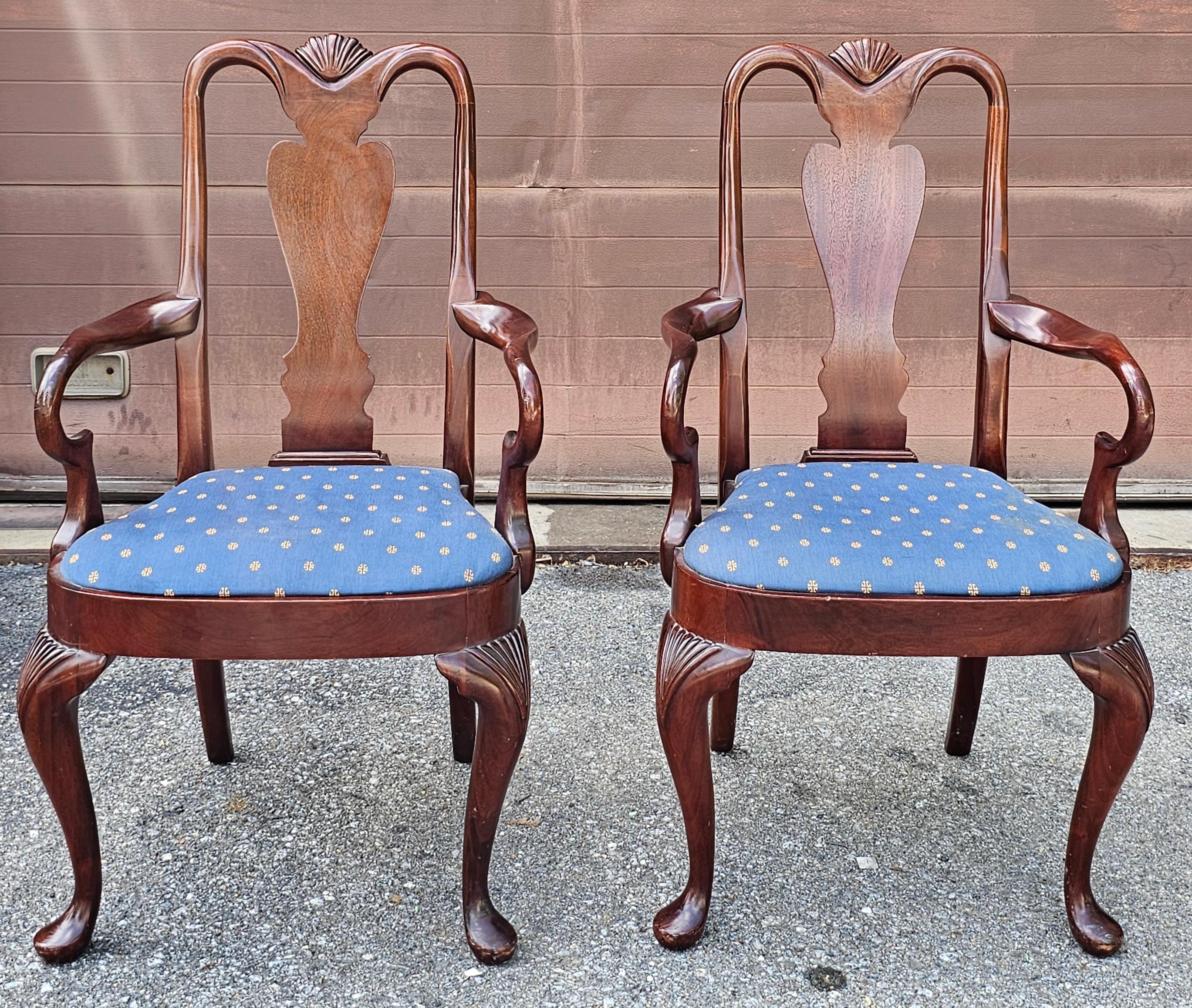 Set Six Hickory Chair Queen Anne Style Mahogany Dining Chairs For Sale 4