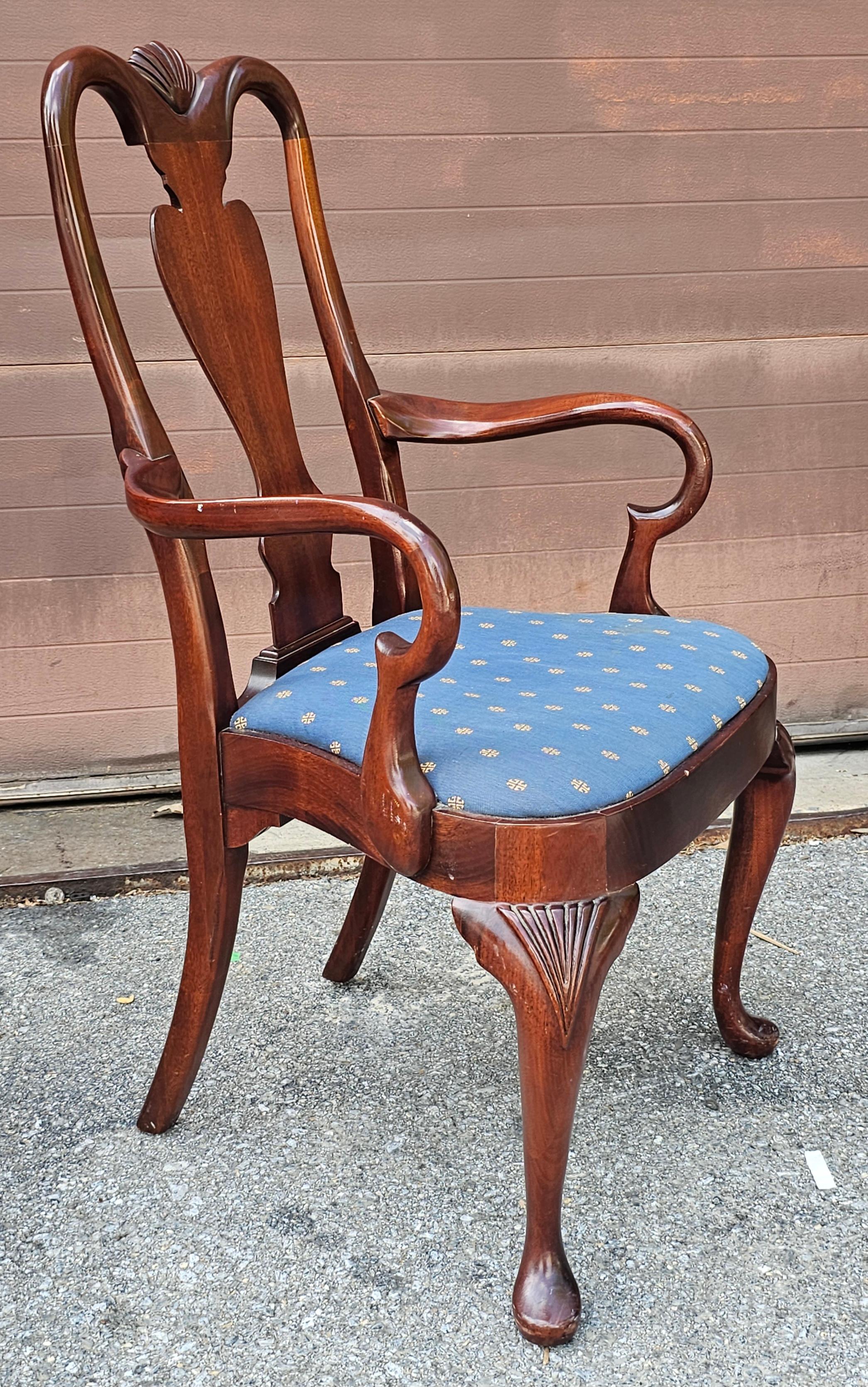 Set Six Hickory Chair Queen Anne Style Mahogany Dining Chairs For Sale 6