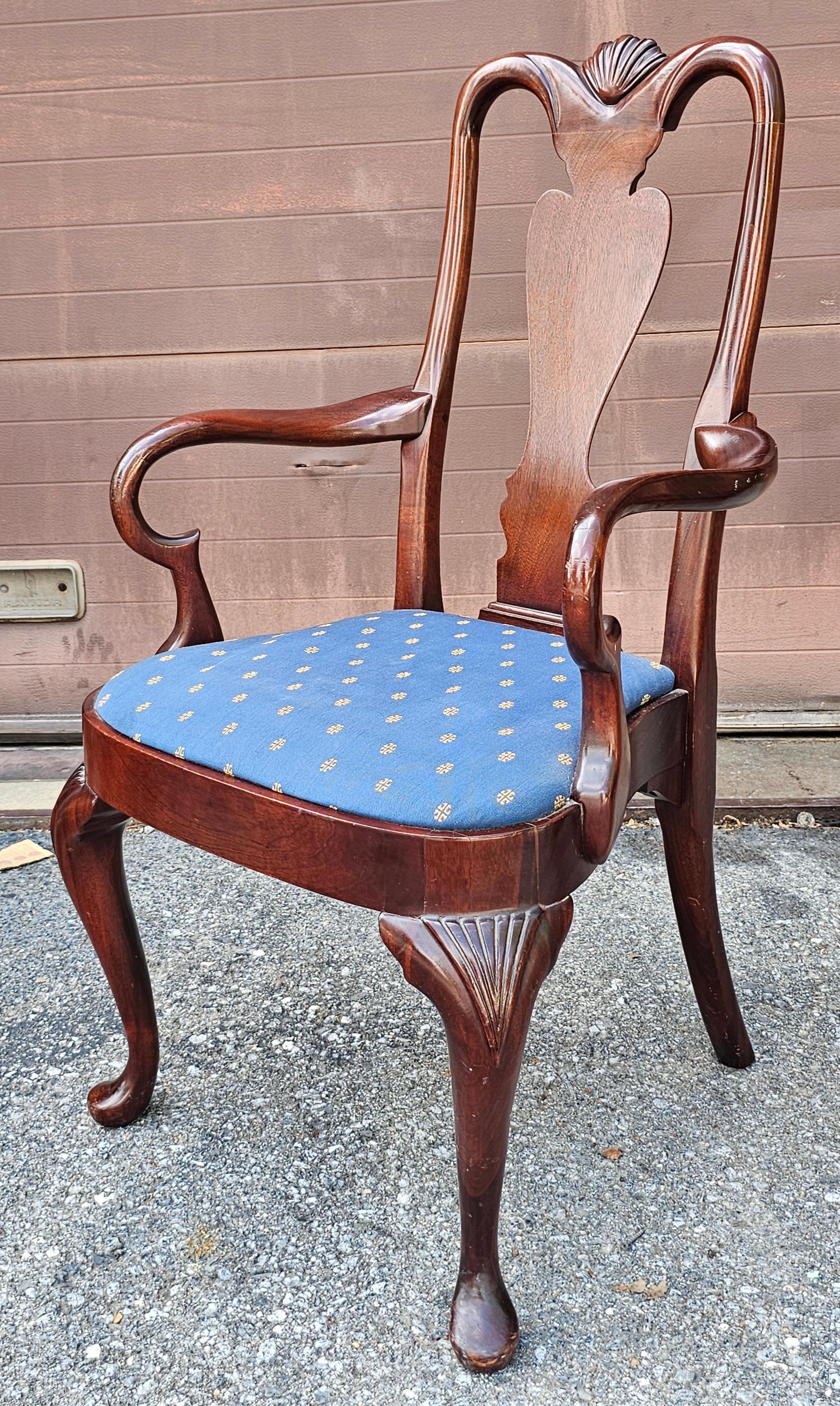 Set Six Hickory Chair Queen Anne Style Mahogany Dining Chairs For Sale 7