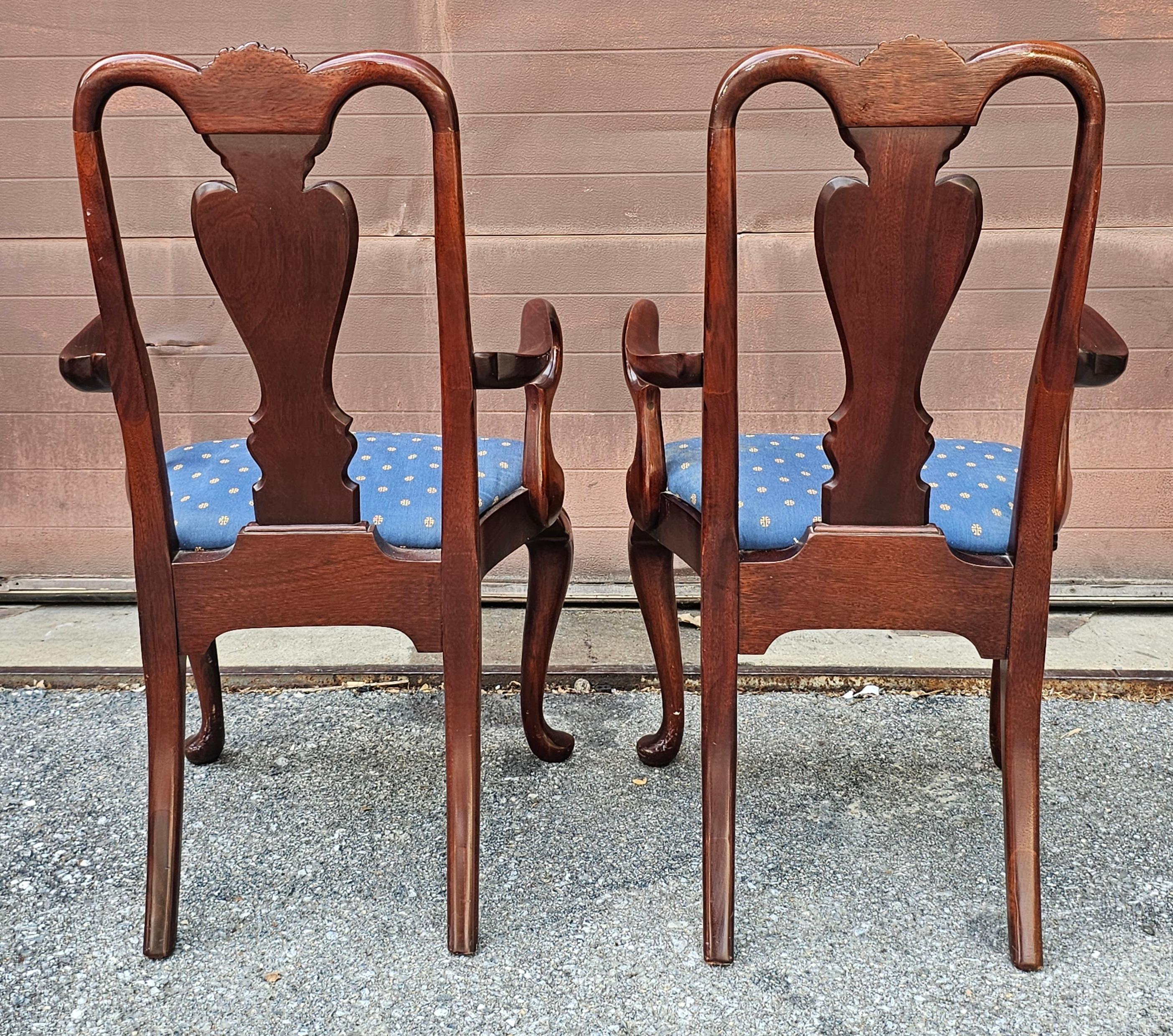 Set Six Hickory Chair Queen Anne Style Mahogany Dining Chairs For Sale 9