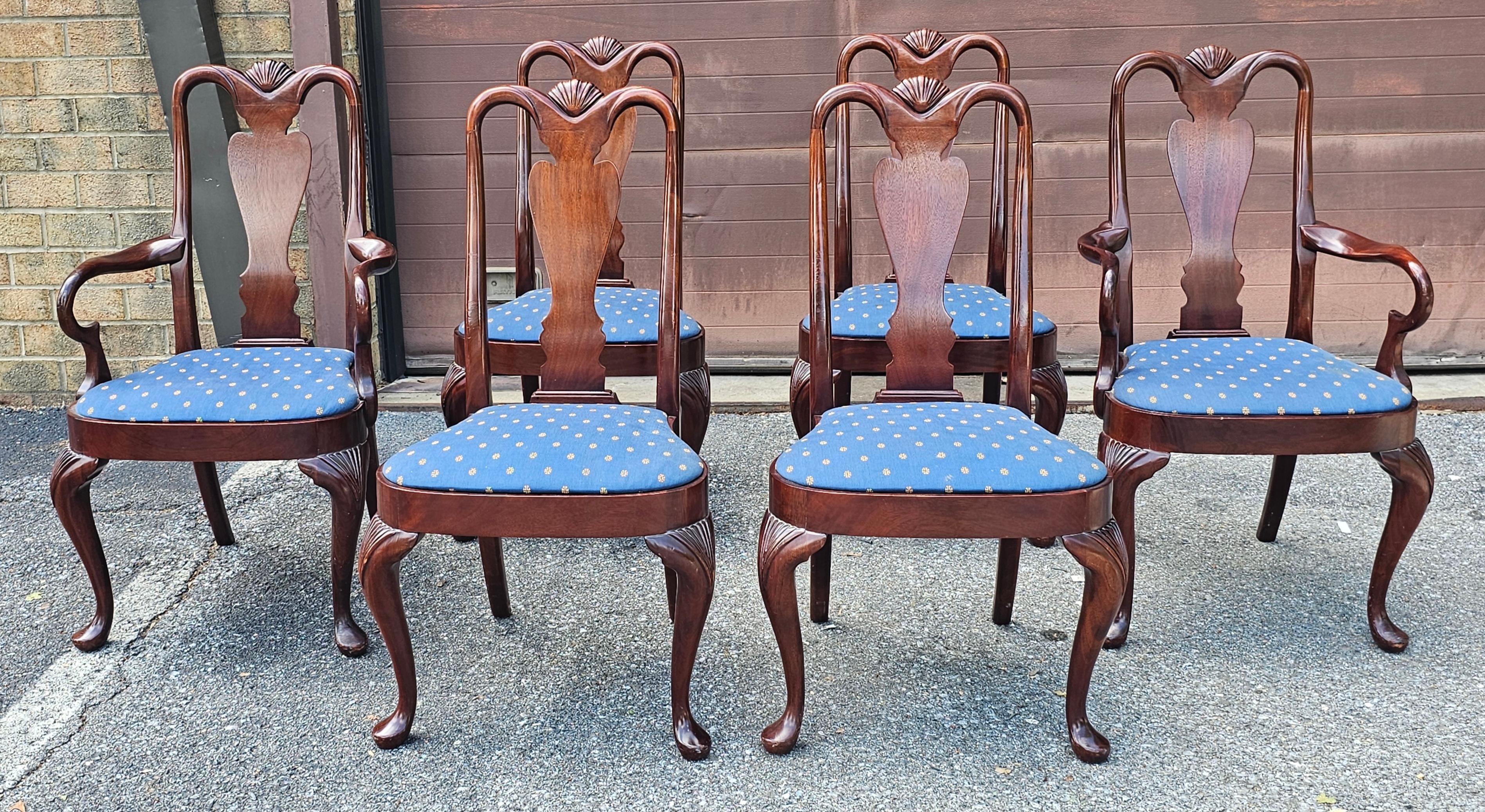 American Set Six Hickory Chair Queen Anne Style Mahogany Dining Chairs For Sale