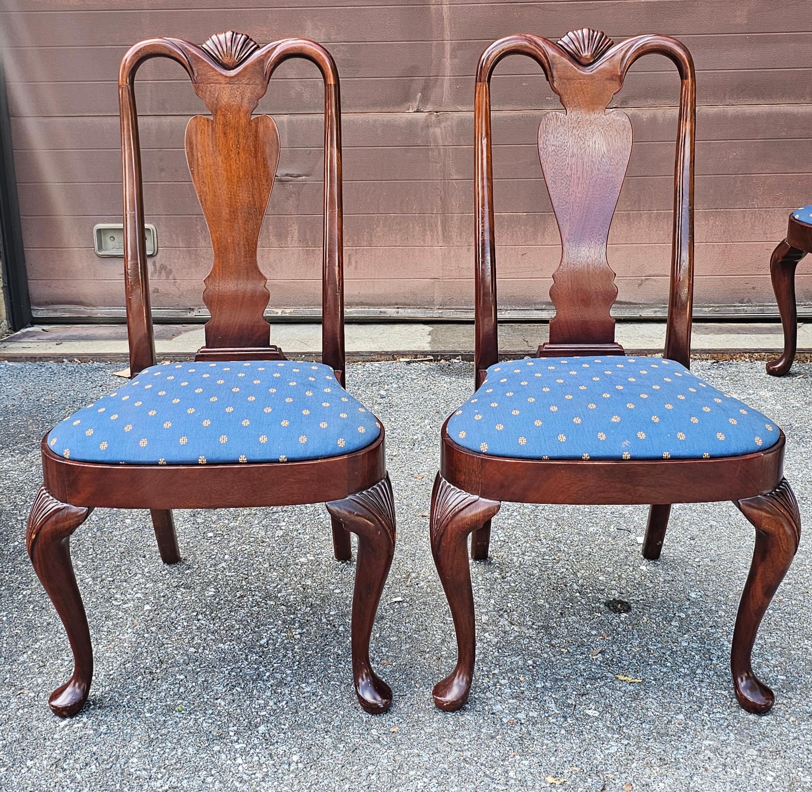Upholstery Set Six Hickory Chair Queen Anne Style Mahogany Dining Chairs For Sale
