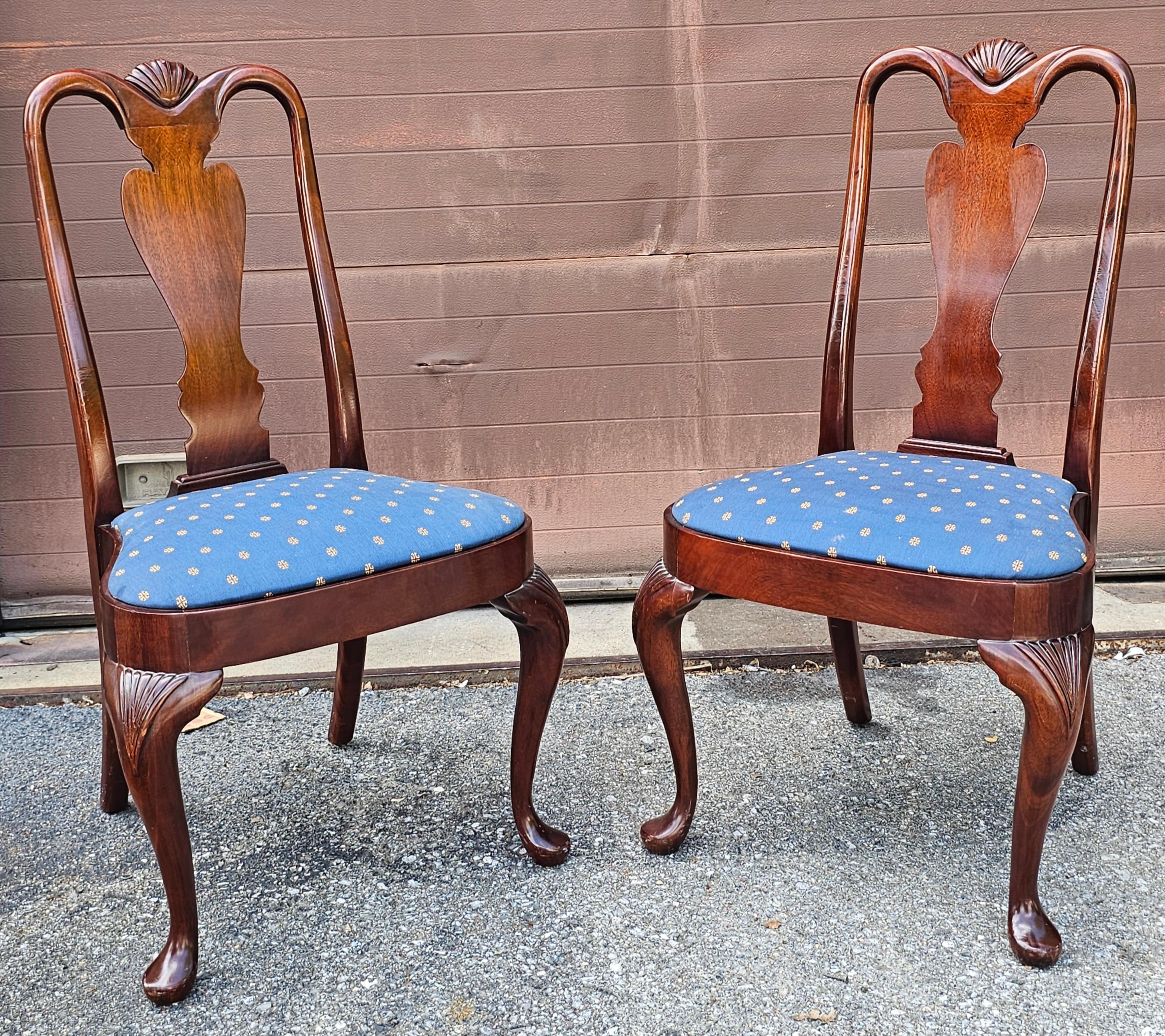 Set Six Hickory Chair Queen Anne Style Mahogany Dining Chairs For Sale 1