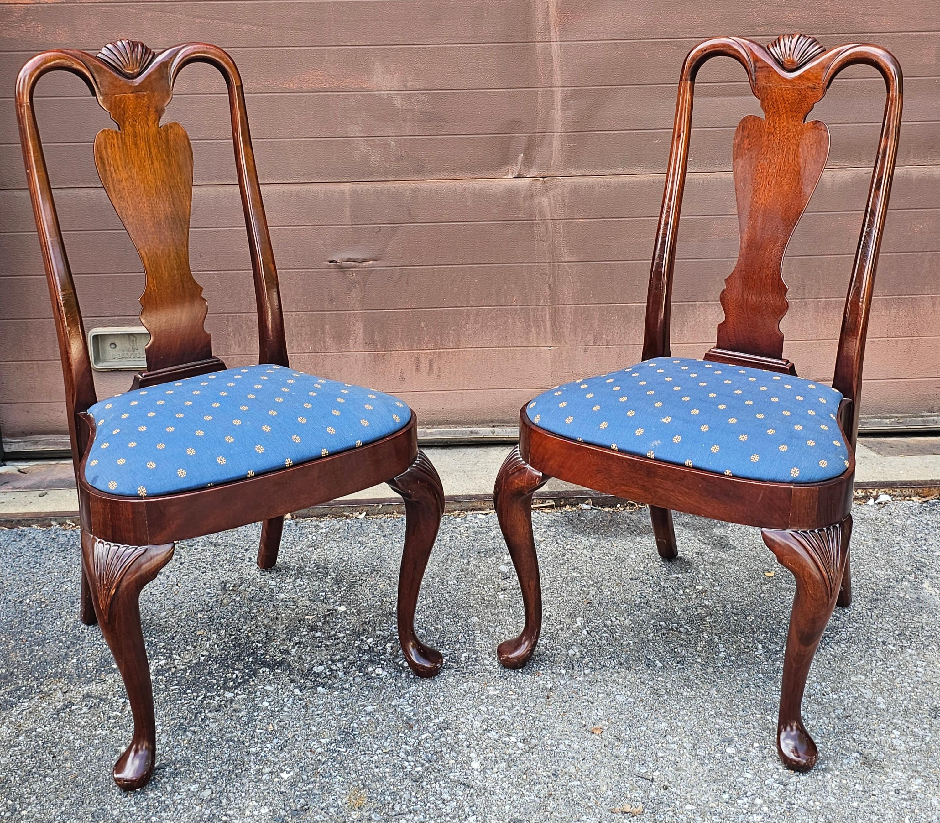 Set Six Hickory Chair Queen Anne Style Mahogany Dining Chairs For Sale 2
