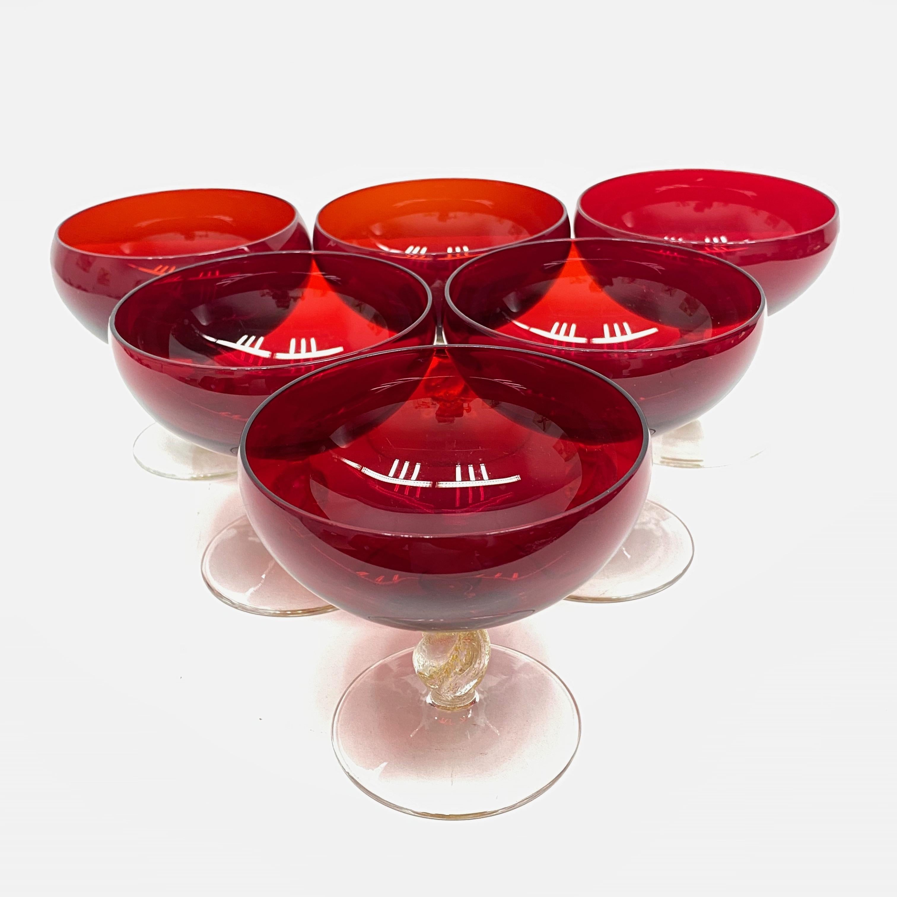 red glass goblets