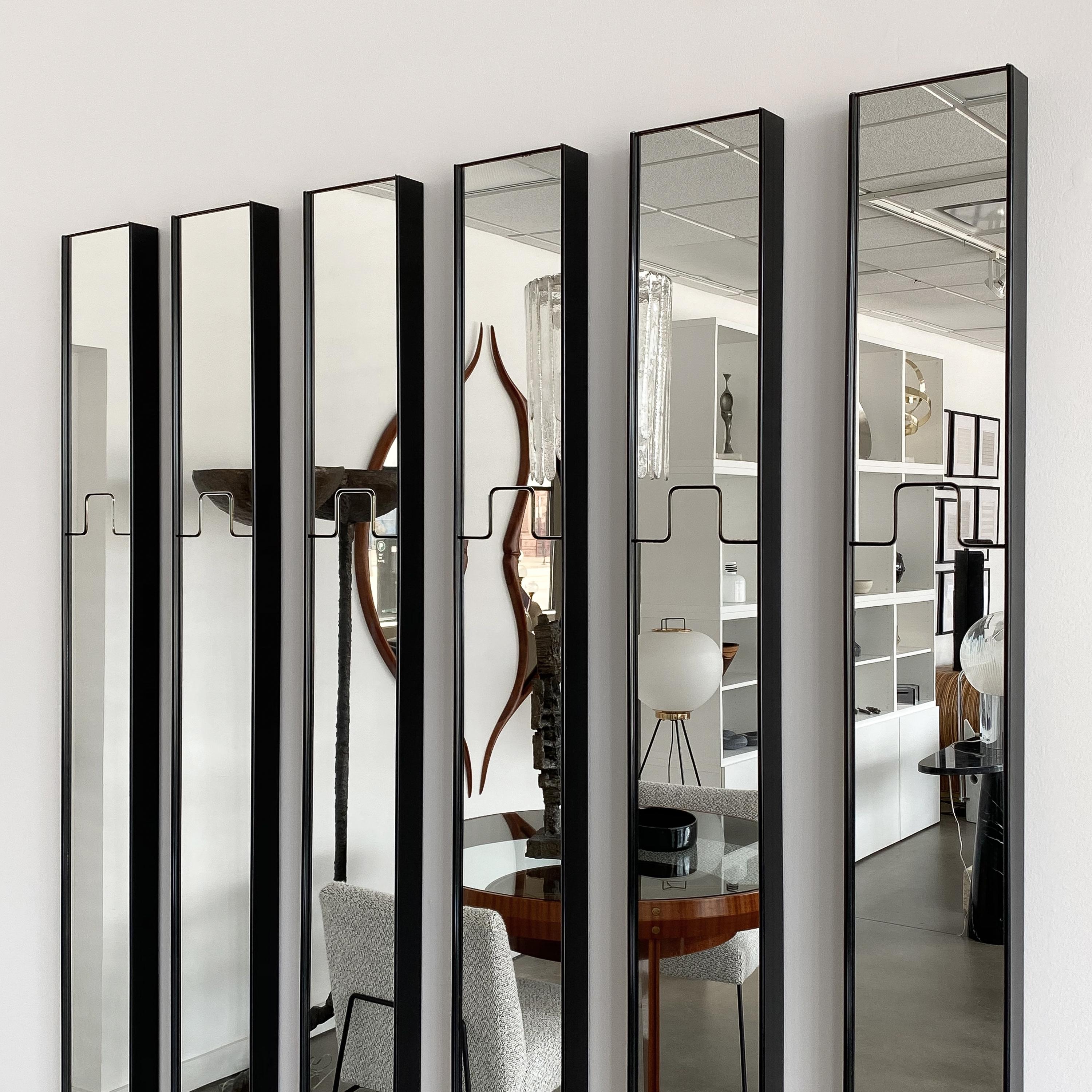 Italian Set of Six Luciano Bertoncini Gronda Mirrors and Coat Rack for Elco