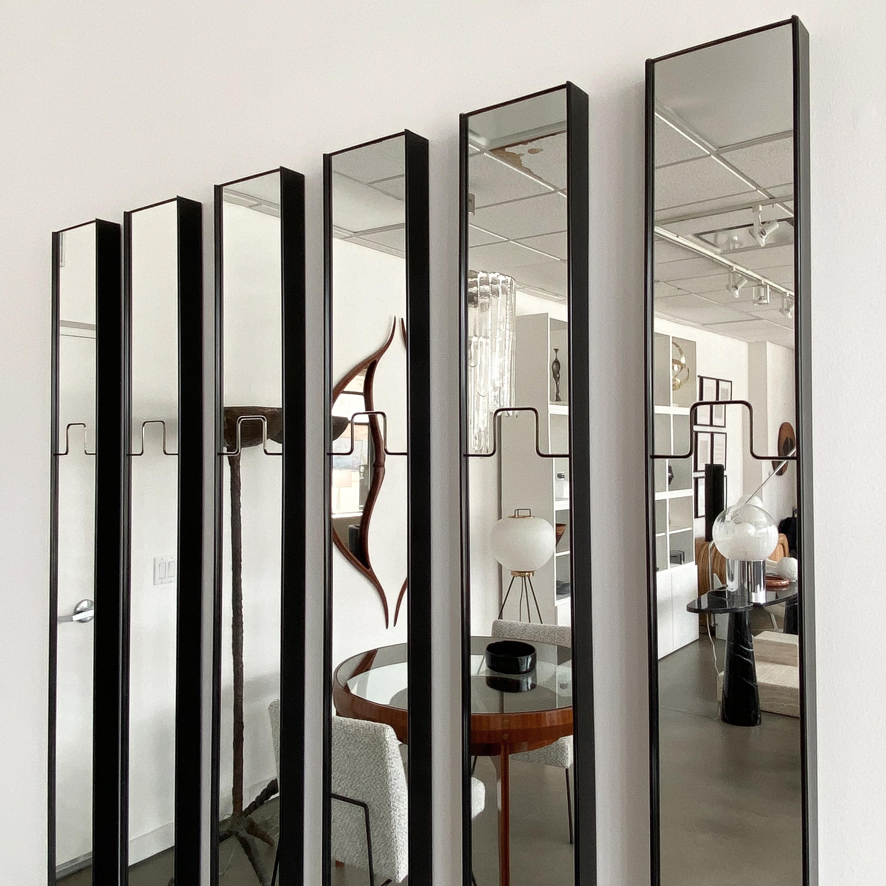 Set of Six Luciano Bertoncini Gronda Mirrors and Coat Rack for Elco 1