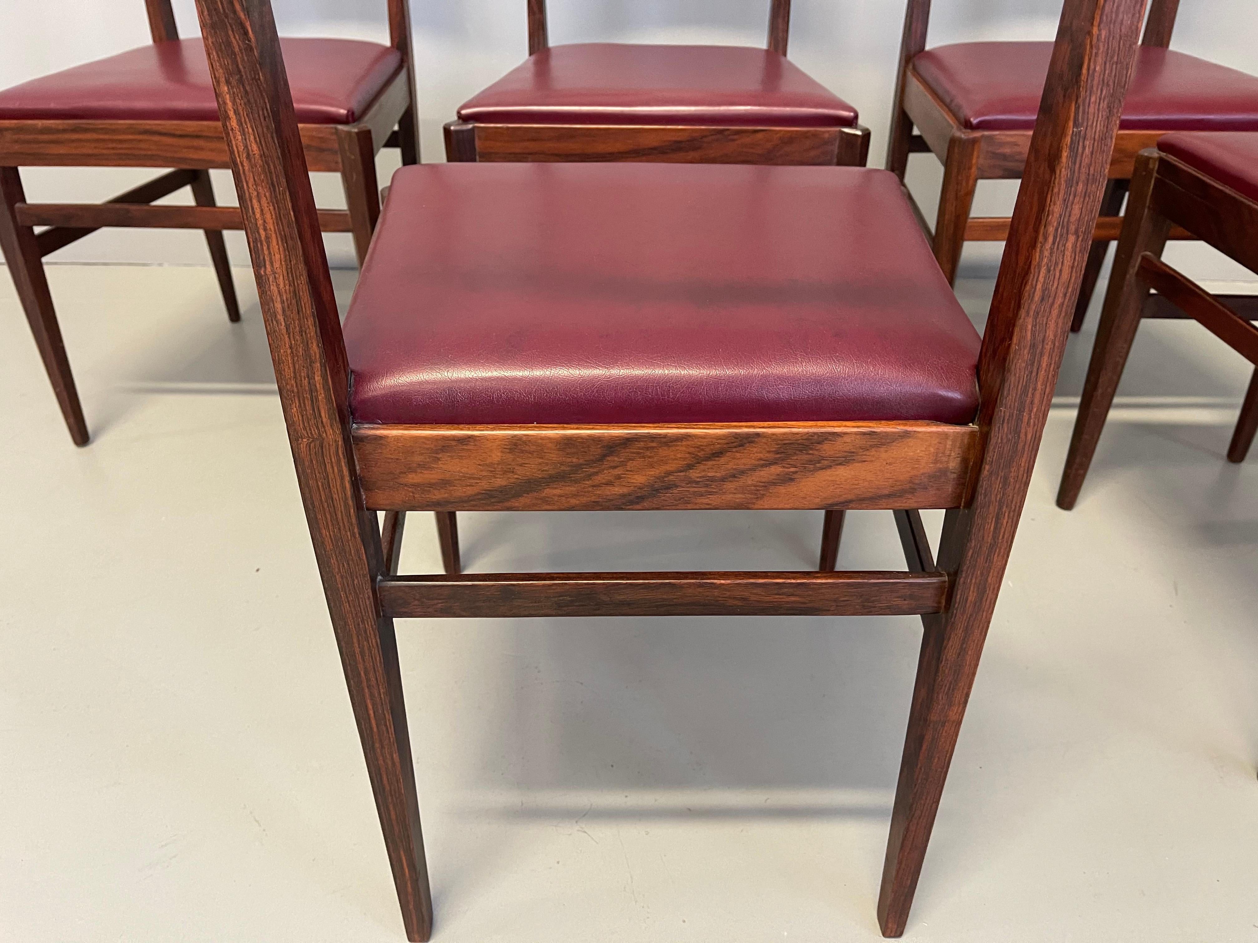 Ensemble de six chaises de luxe en bois de rose Vittorio Dassi Lissone en vente 5