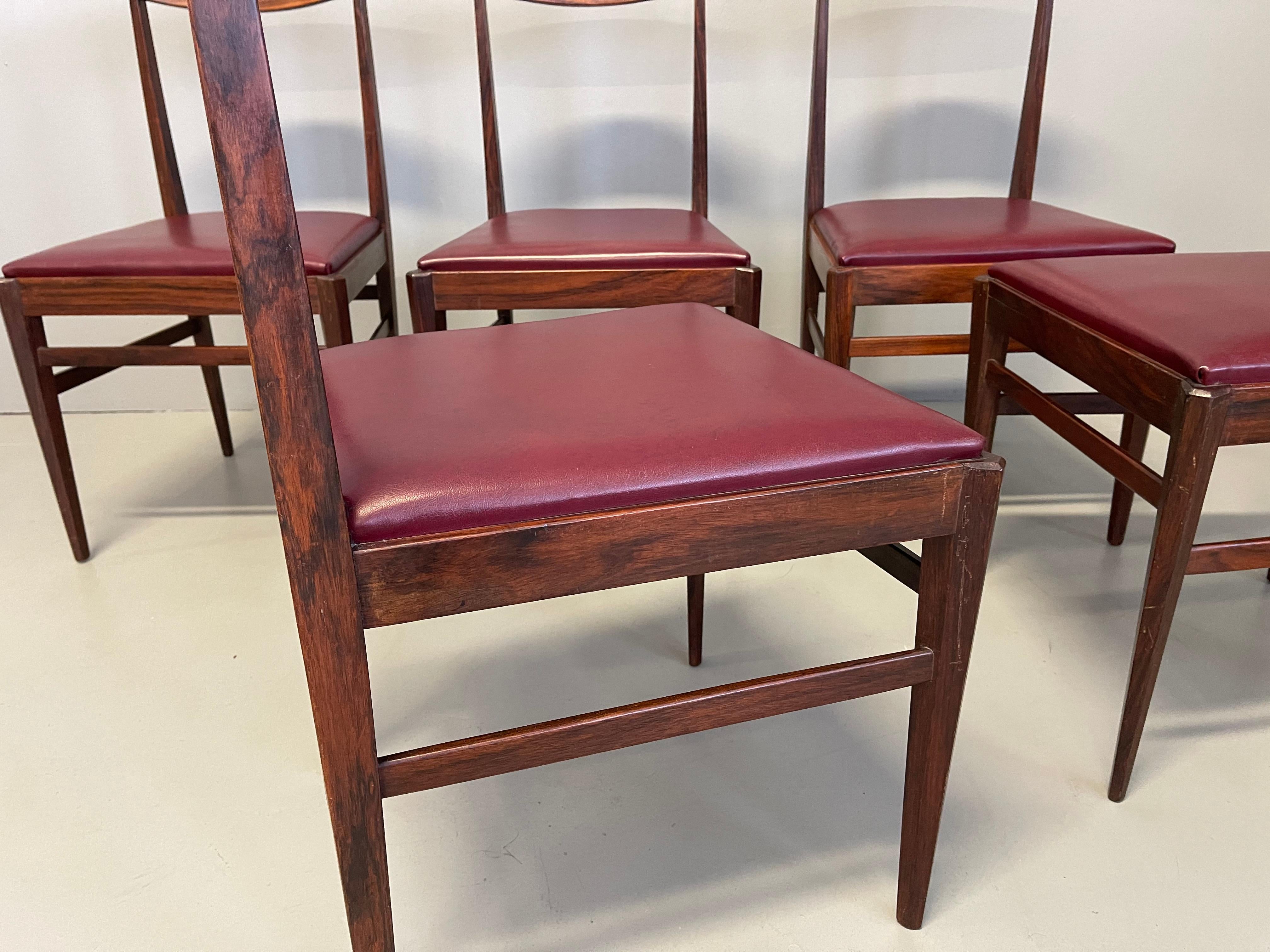 Set of Six Luxury Chairs Vittorio Dassi Lissone Rosewood For Sale 7