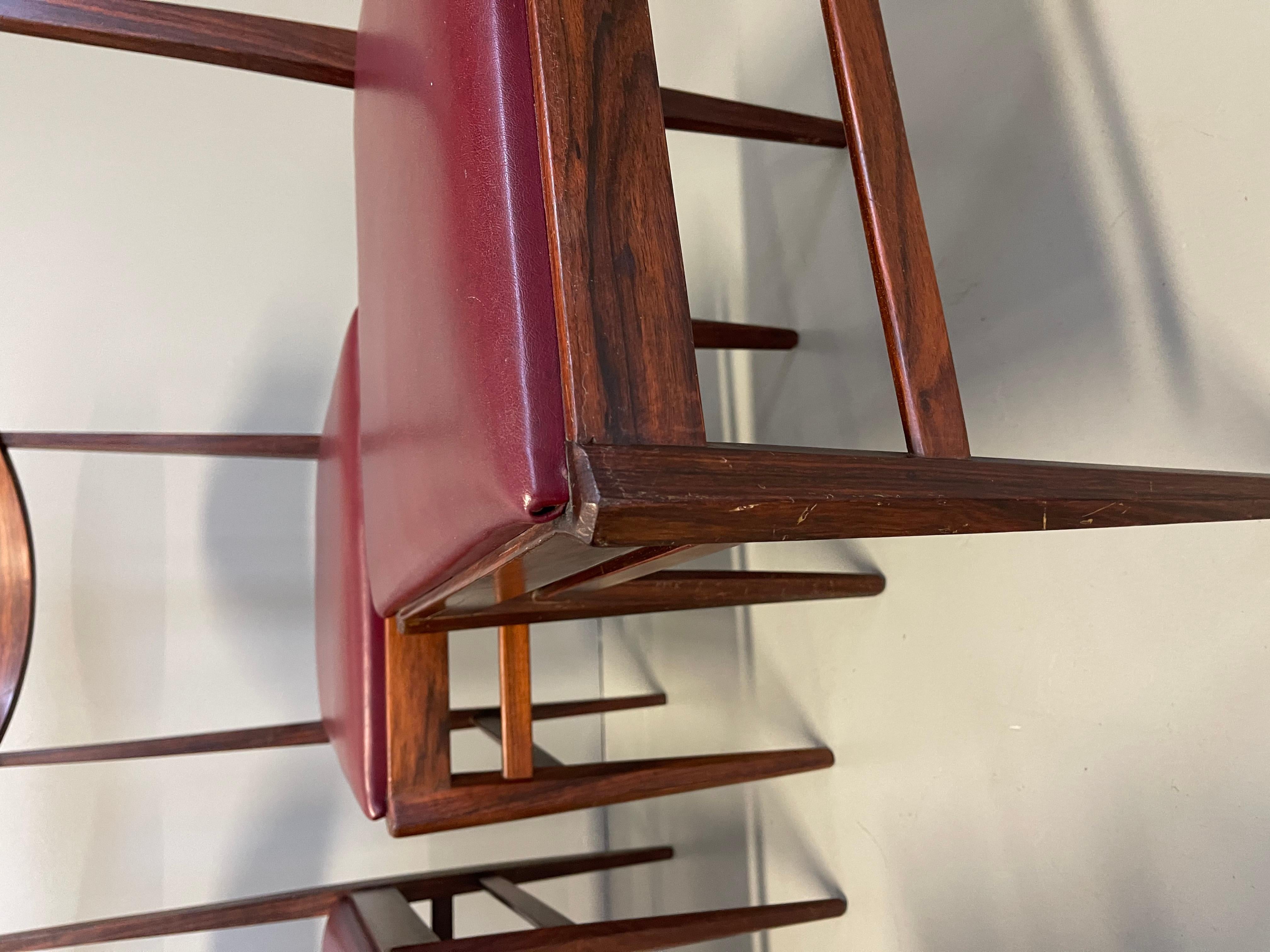 Ensemble de six chaises de luxe en bois de rose Vittorio Dassi Lissone en vente 7