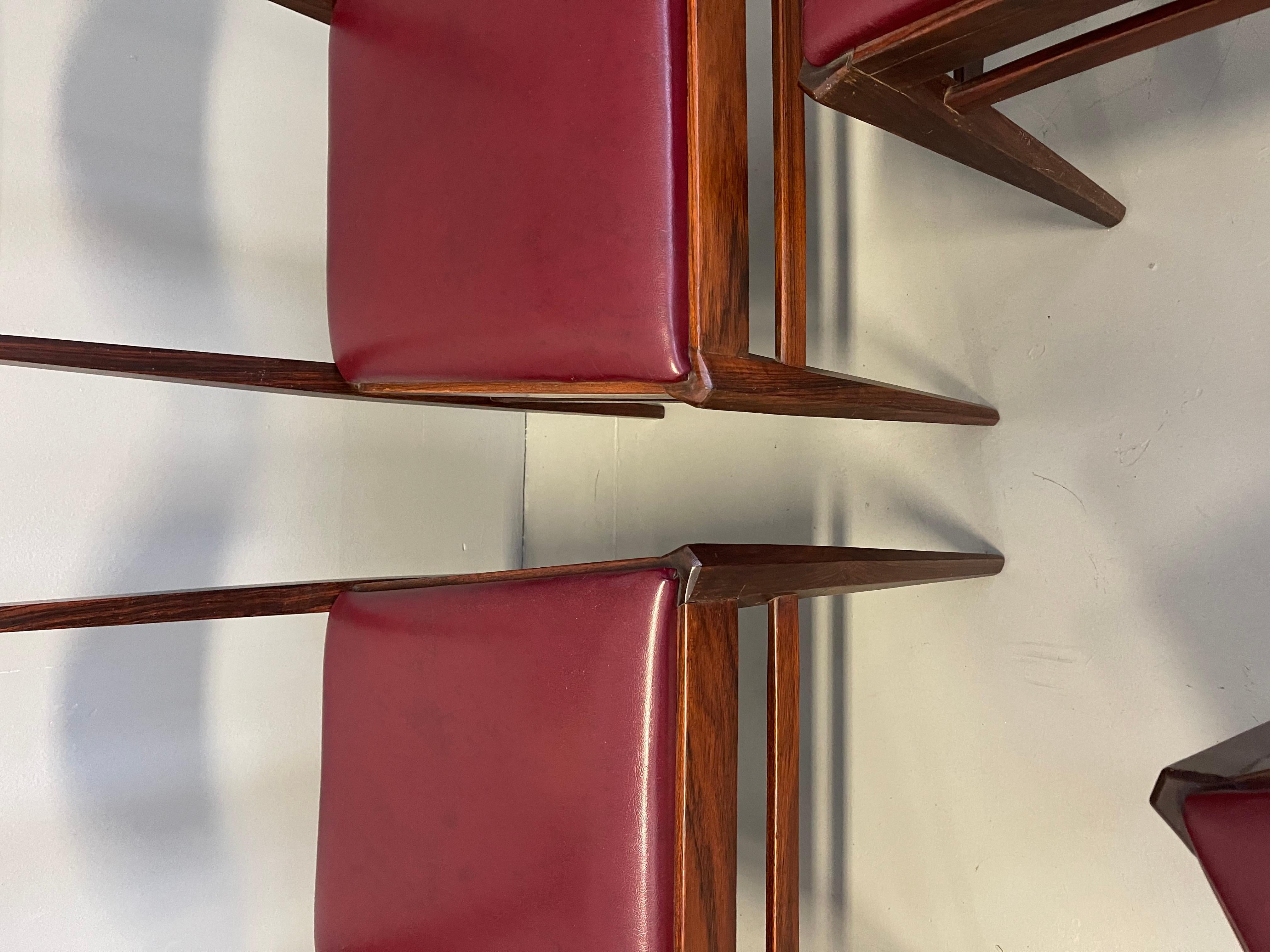 Set of Six Luxury Chairs Vittorio Dassi Lissone Rosewood For Sale 9