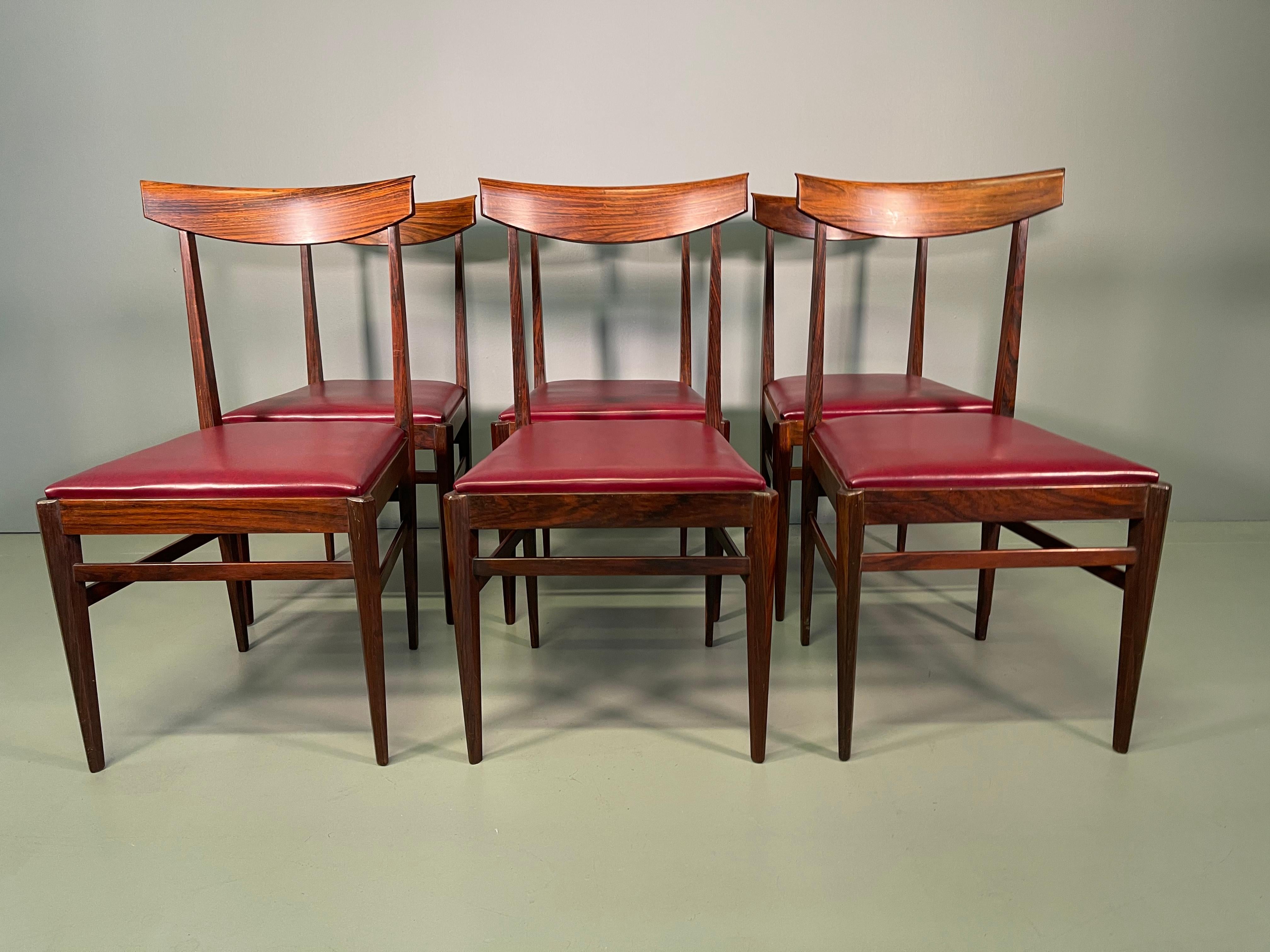 Set of Six Luxury Chairs Vittorio Dassi Lissone Rosewood In Good Condition For Sale In Rovereta, SM
