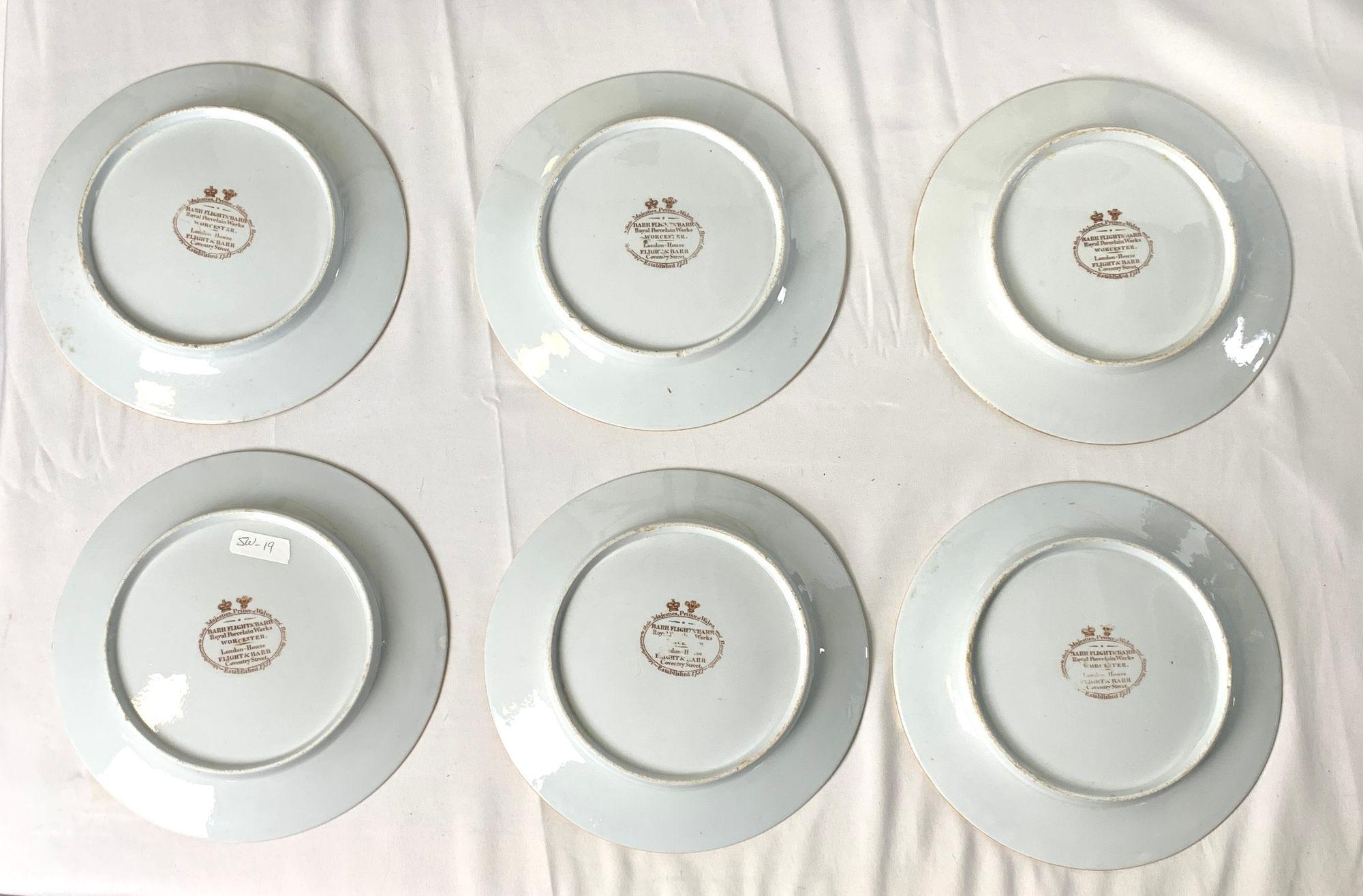 Set Six Marbleized Barr Flight Barr Worcester Neoclassical Dishes For Sale 1