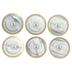 Set Six Marbleized Barr Flight Barr Worcester Neoclassical Dishes