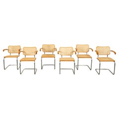 Juego de seis sillas Cesca de Marcel Breuer de mediados del siglo XX Knoll International 1973