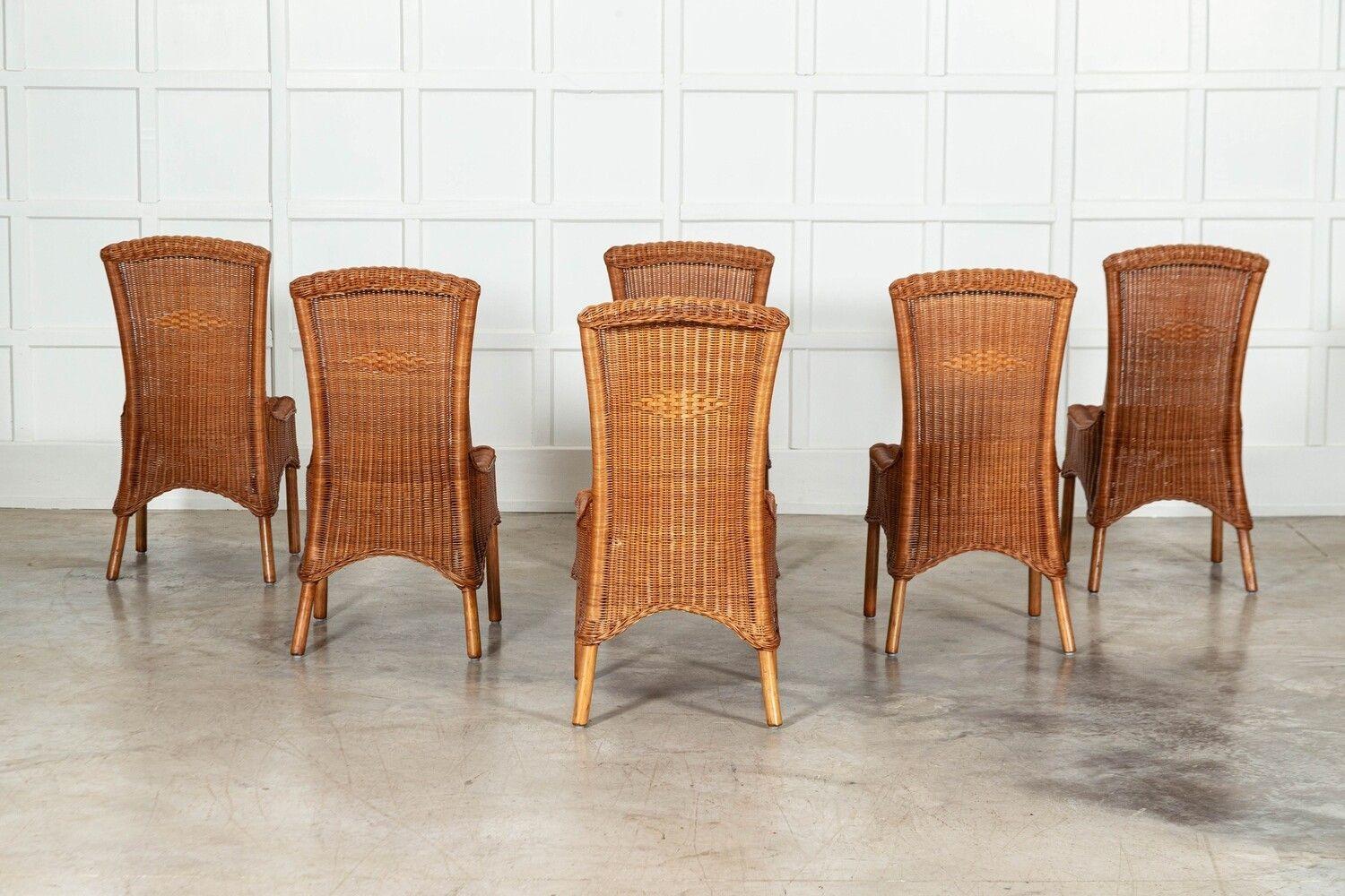 Set Six Mid 20thC English Wicker Dining Chairs In Good Condition For Sale In Staffordshire, GB