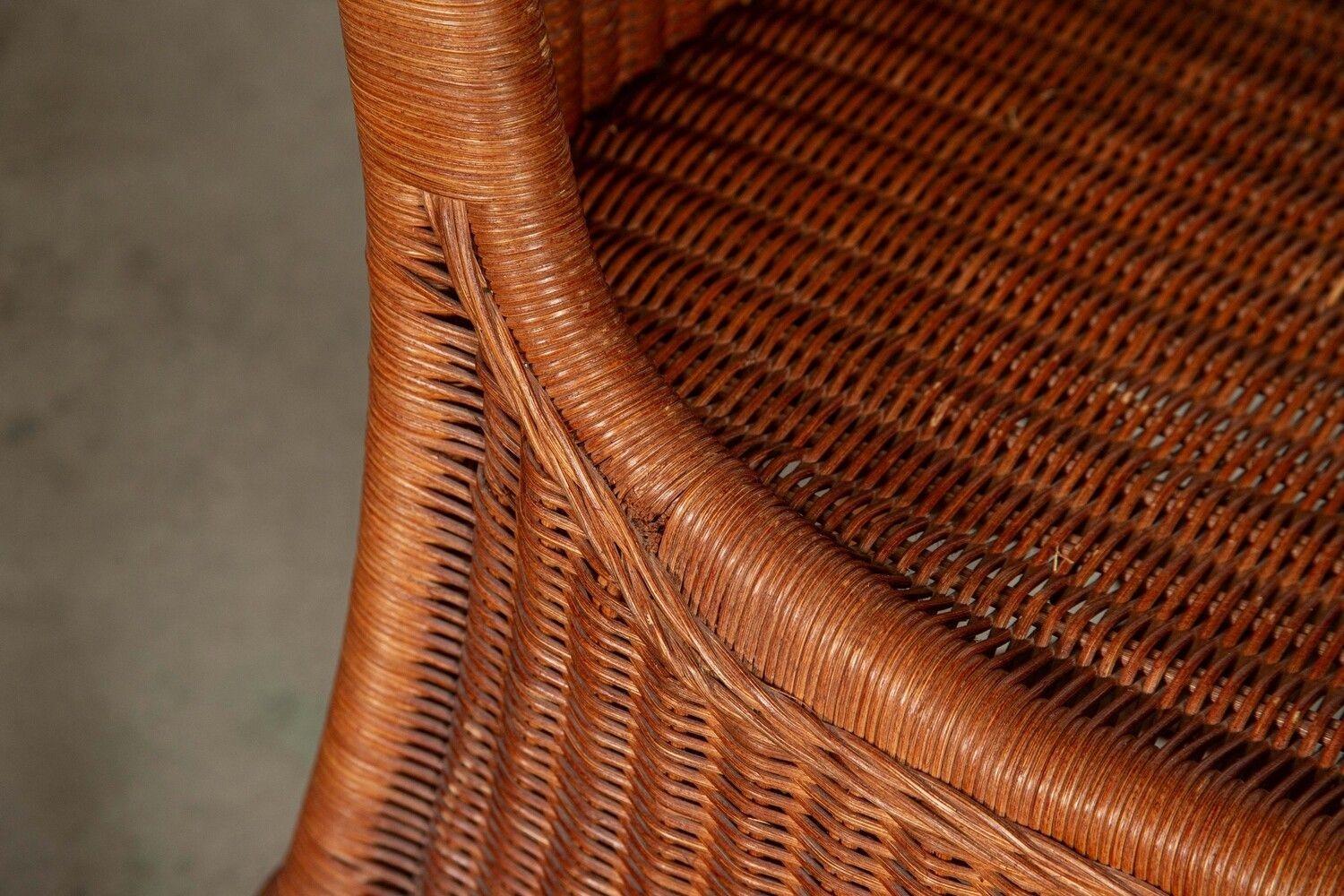 Set Six Mid 20thC English Wicker Dining Chairs For Sale 2