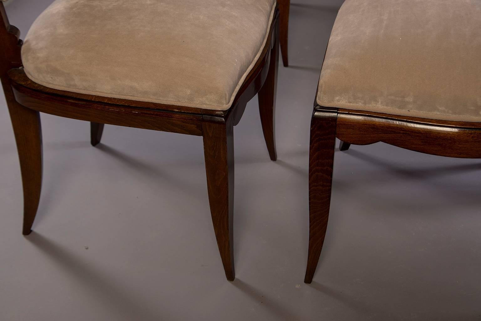 Set of Six Midcentury Italian Polished Walnut Dining Chairs 2