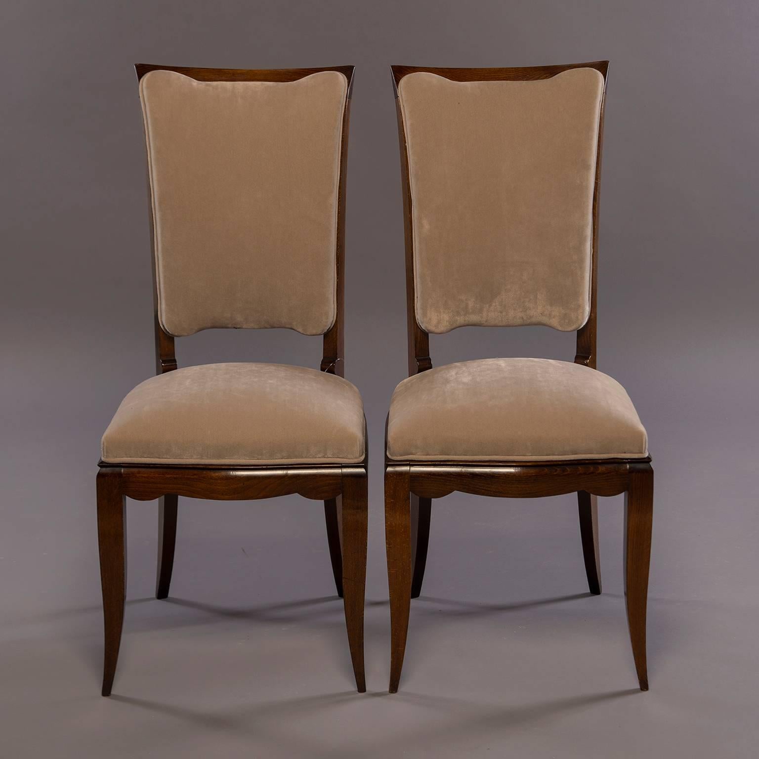 Mid-Century Modern Set of Six Midcentury Italian Polished Walnut Dining Chairs