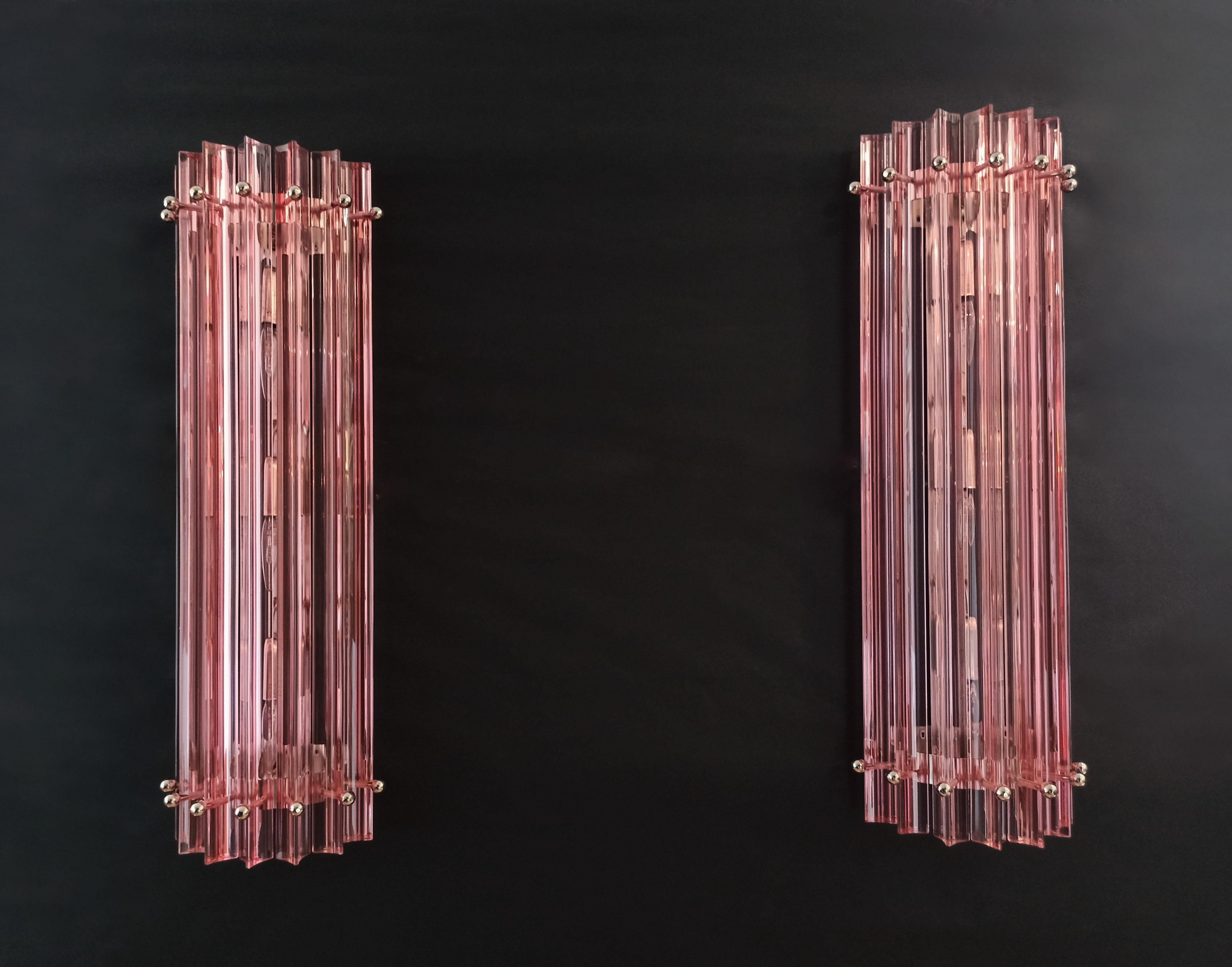 Satz von sechs rosa Wandleuchten aus der Mitte des Jahrhunderts, Murano, 1990er Jahre (Italienisch) im Angebot