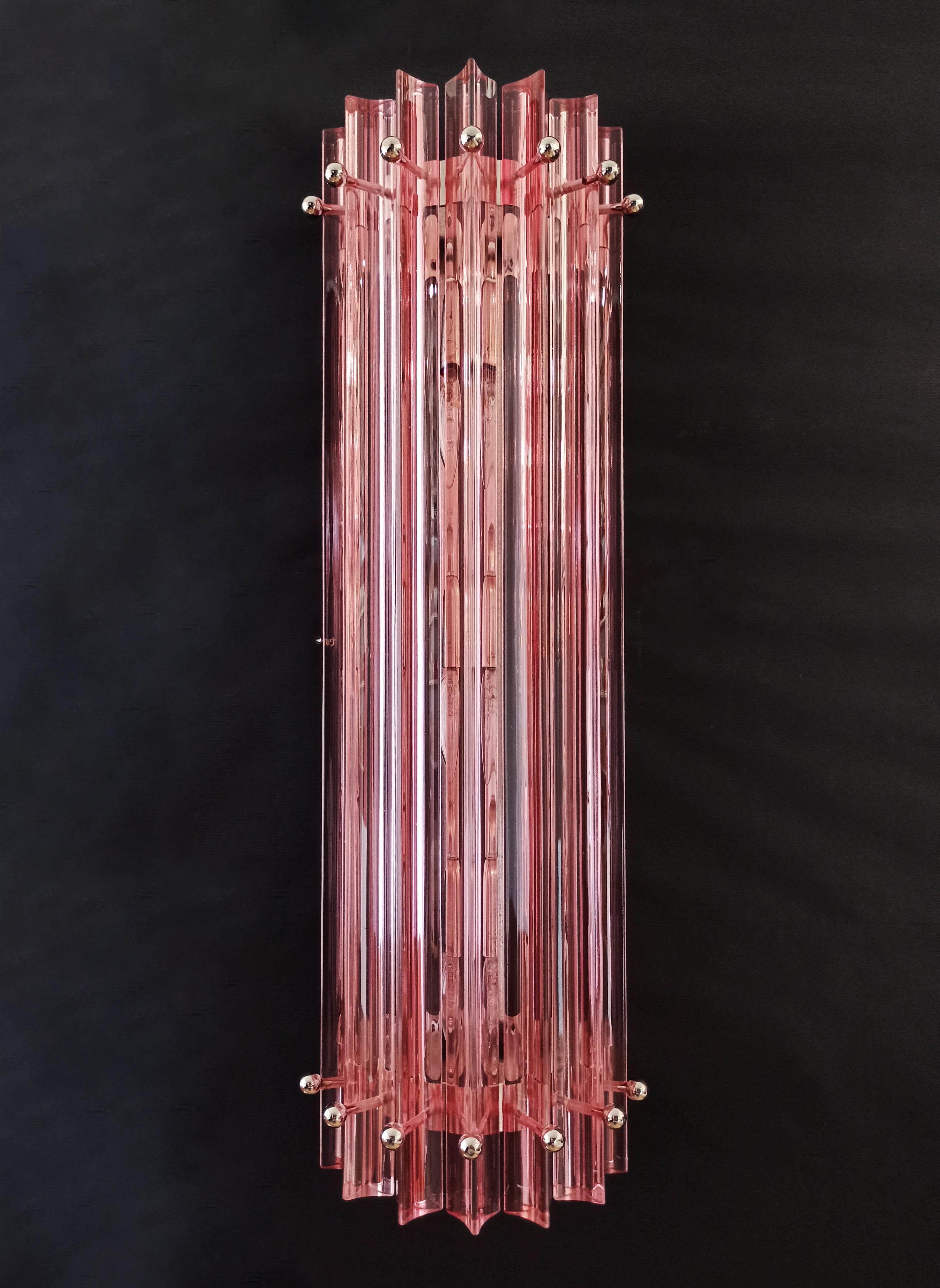 Satz von sechs rosa Wandleuchten aus der Mitte des Jahrhunderts, Murano, 1990er Jahre im Angebot 3