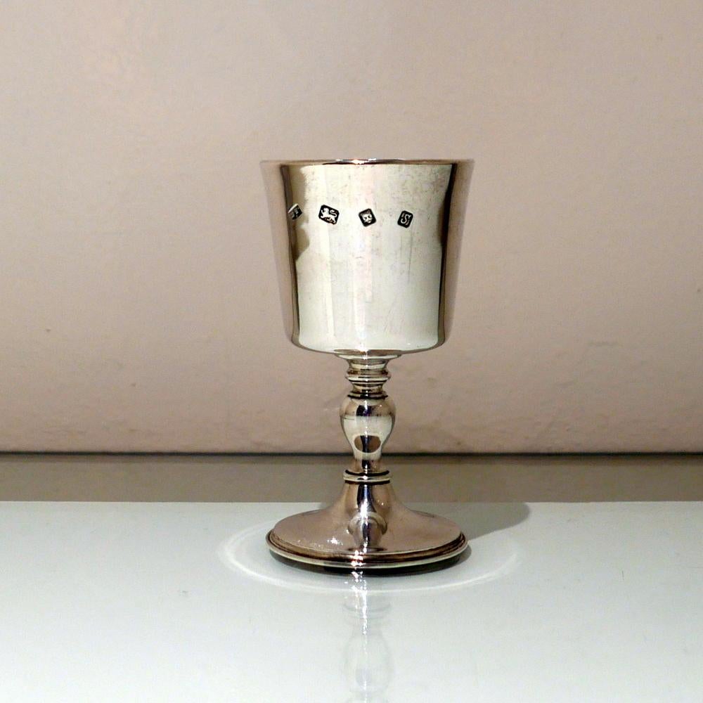 Set Six Modern Sterling Silver Wine Goblets London 1973 Mappin & Webb For Sale 1