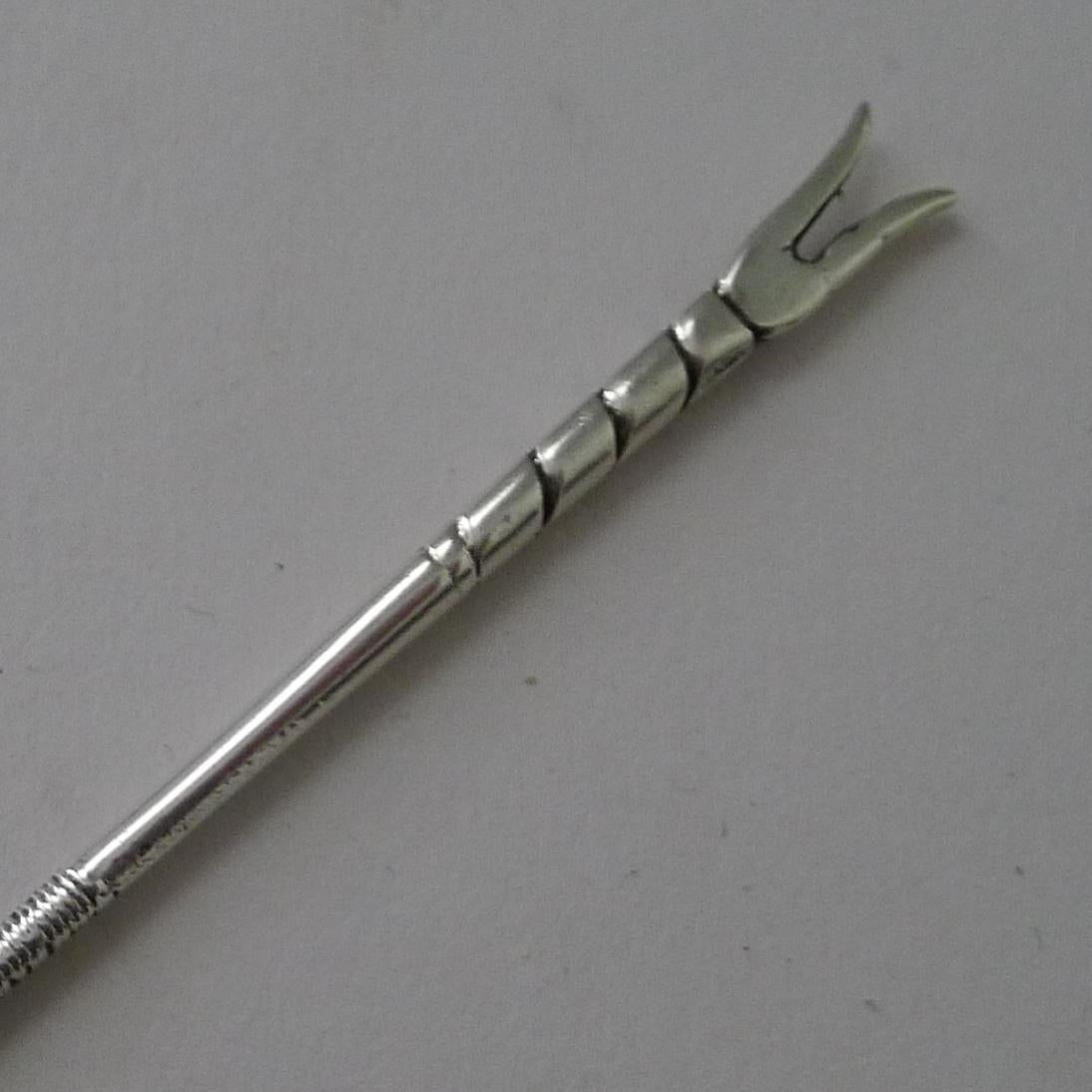 Set Six Novelty Solid / Sterling Silver Golf Club Cocktail Sticks In Good Condition For Sale In Bath, GB