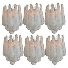 Set Six of Italian Wall Sconces, Murano, 1970s