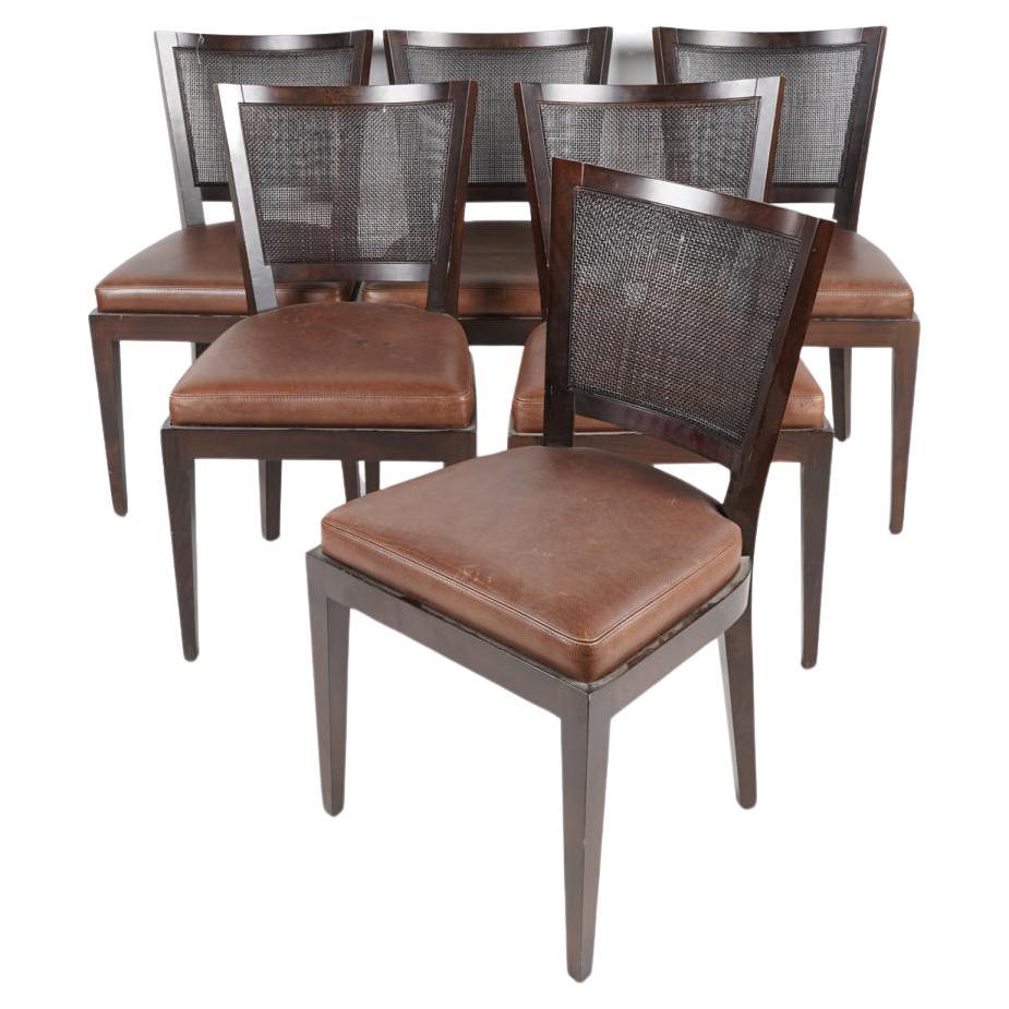 Set Six Promemoria Caffe Caned Leather Dining Chairs Contemporary Italian C 2000 For Sale