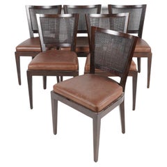 Set Six Promemoria Caffe Caned Leather Dining Chairs Contemporary Italian C 2000