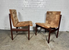 Set Six Rosewood and Suede Dining Chairs by Percival Lafer / Brazil / Modernist
