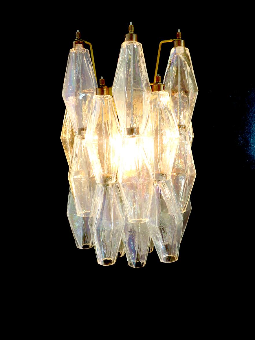 Italian Set Six Sconces Iridescent Glass 