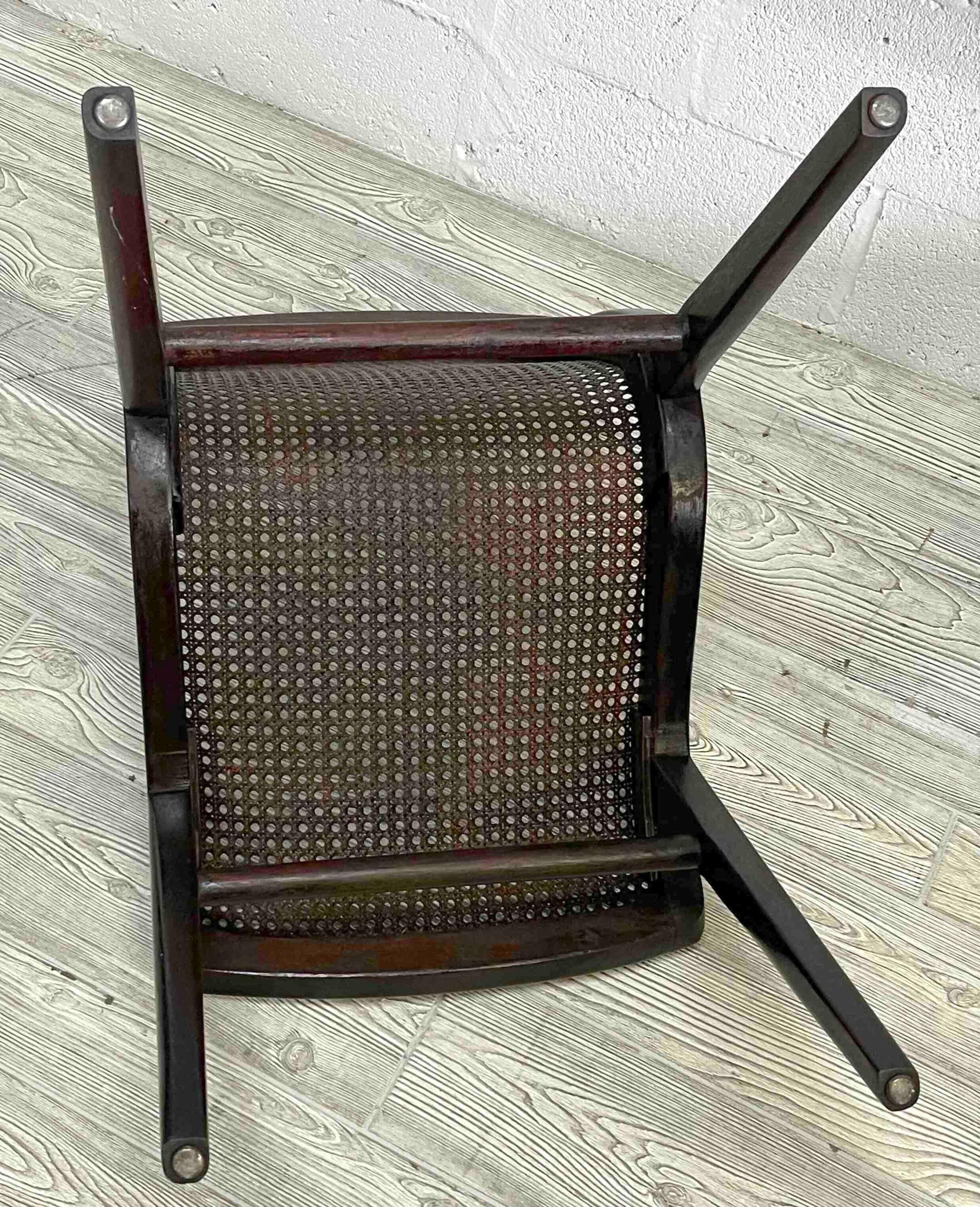 Set Six Sleek French Modern Cantilever Woven Cane Dining Chairs For Sale 8