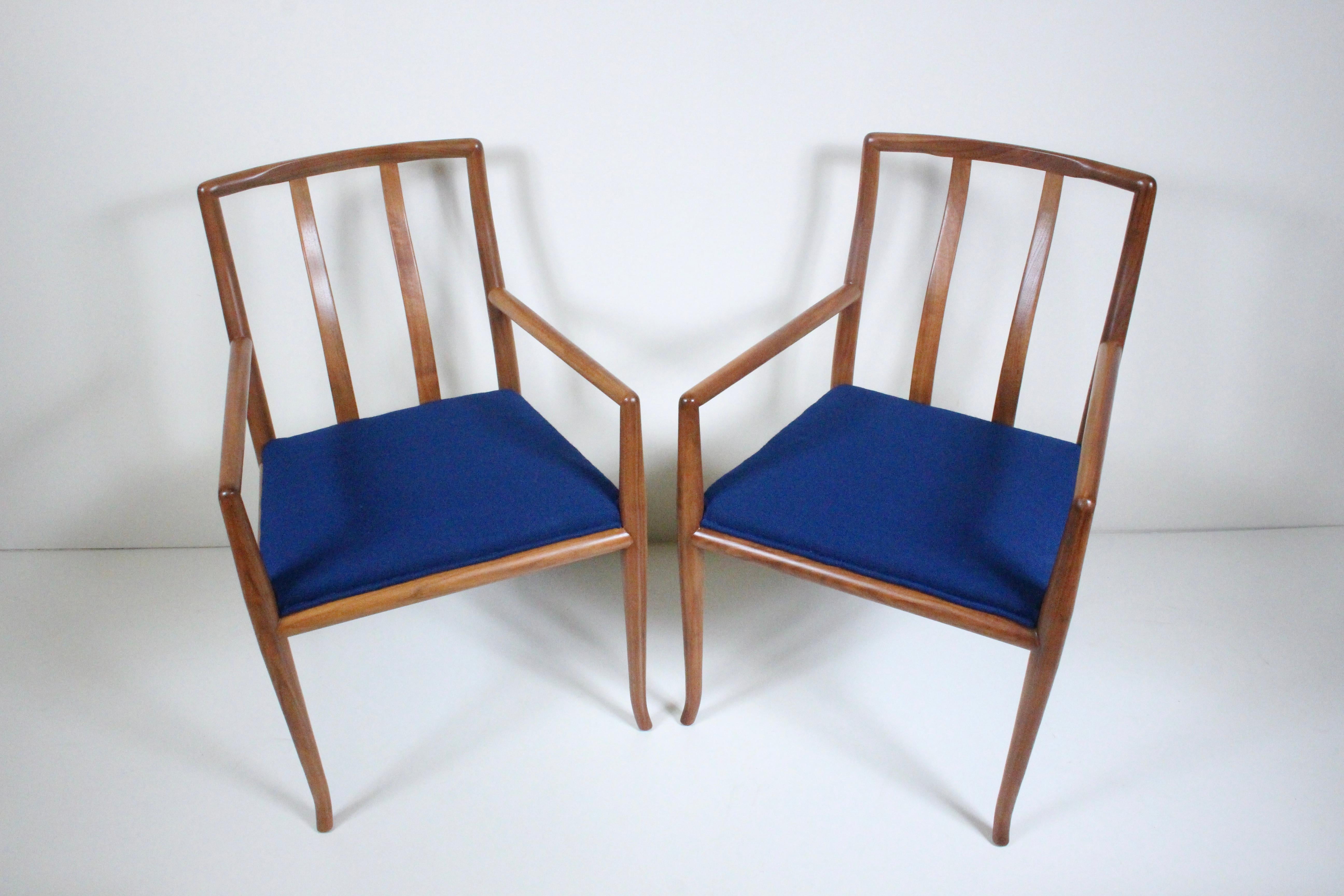 Set Six T. H. Robsjohn Gibbings for Widdicomb Sabre Walnut Dining Chairs, 1950's 3