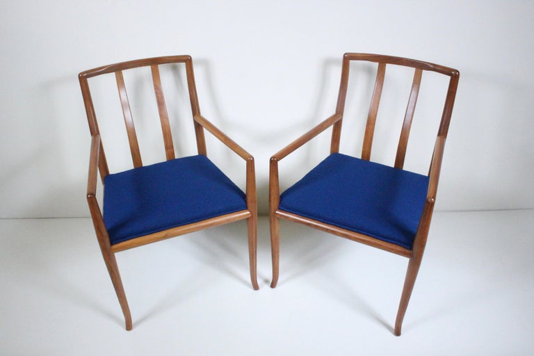 Set Six T. H. Robsjohn Gibbings for Widdicomb Sabre Walnut Dining Chairs, 1950's For Sale 3