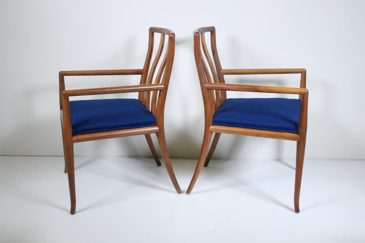 Set of 6 T. H. Robsjohn Gibbings for Widdicomb Sabre Walnut Dining Chairs, 1950s For Sale 3