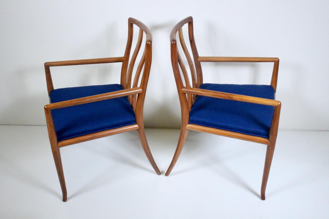 Set of 6 T. H. Robsjohn Gibbings for Widdicomb Sabre Walnut Dining Chairs, 1950s For Sale 4